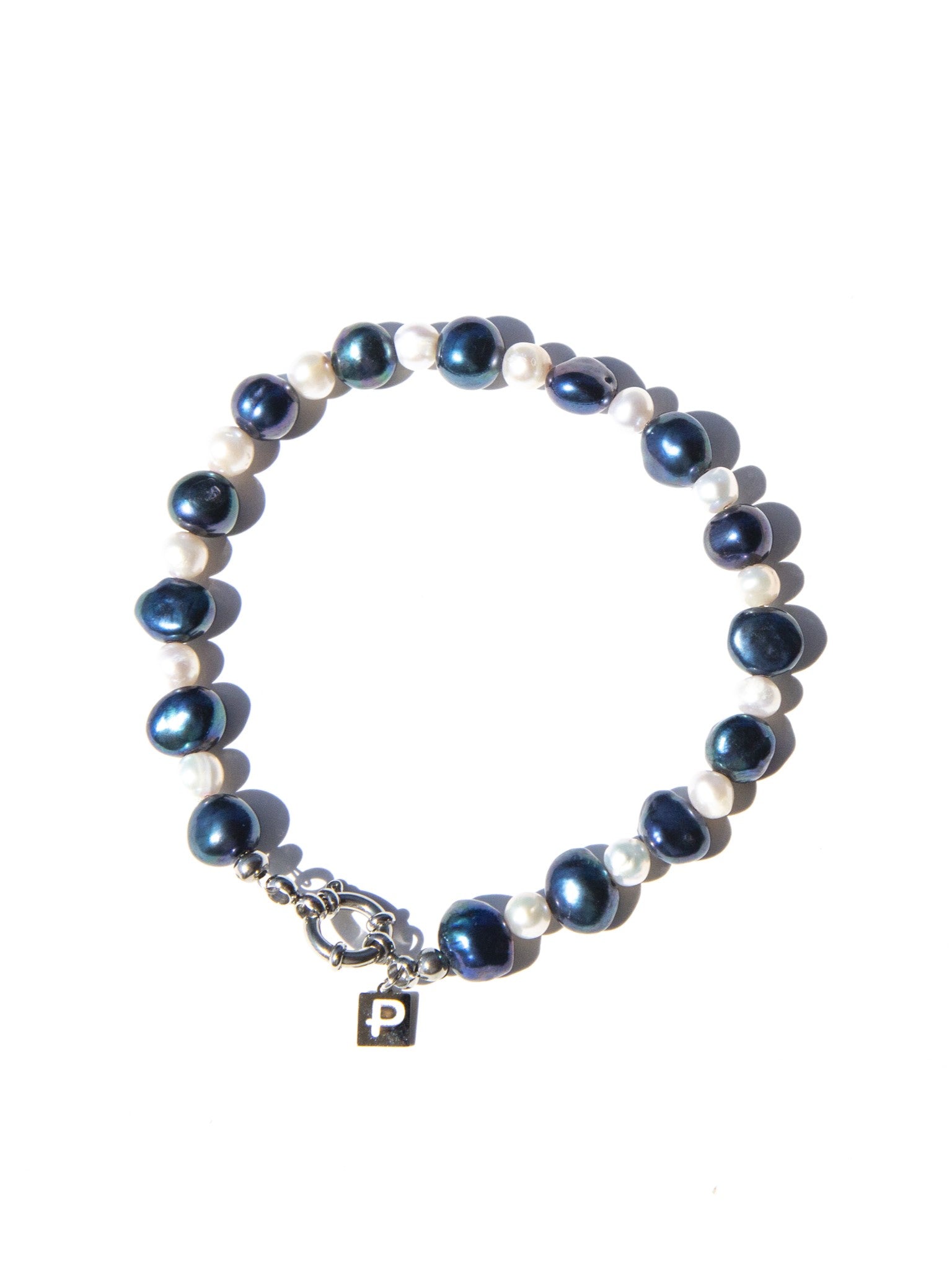 Men’s Black / White / Silver Grand Piano Pearl Bracelet Peral