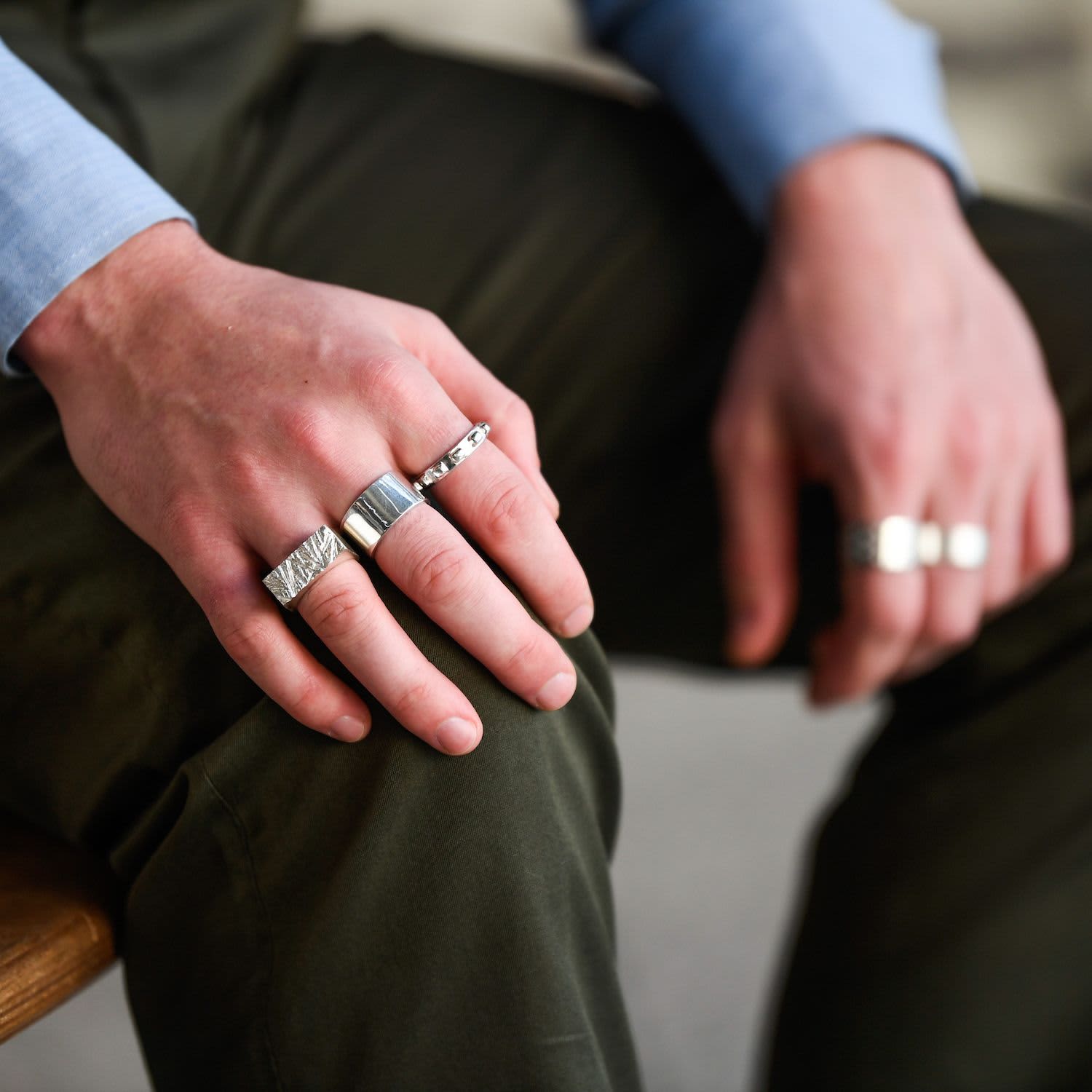 SILVER925 BIG 3 LINE GAP RING/シルバー/リング Gap Ring Large Sterling Silver | Edge Only | Wolf & Badger