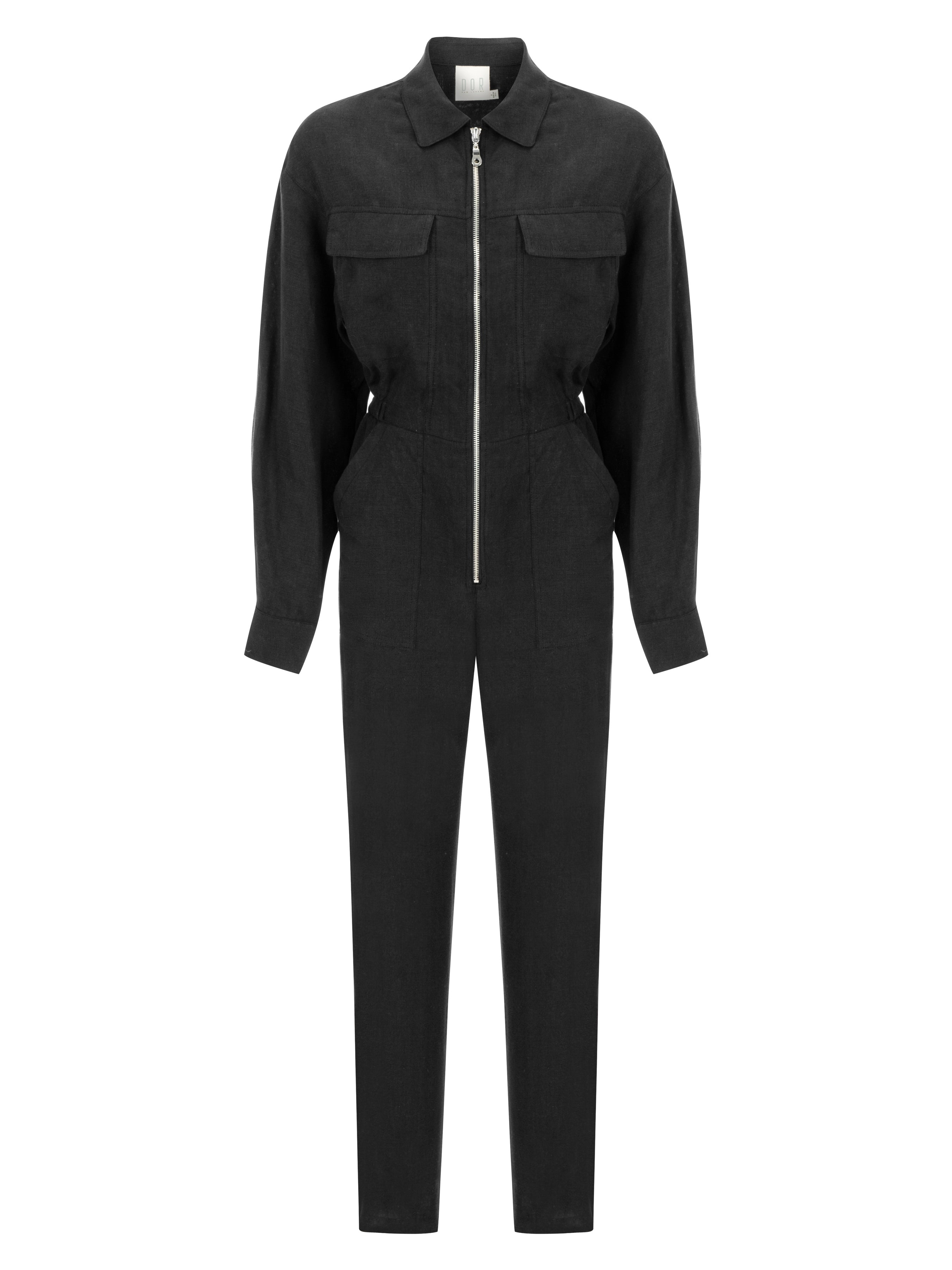 Dor Raw Luxury Women's Black / Grey A Bold Idea Linen Jumpsuit - Black