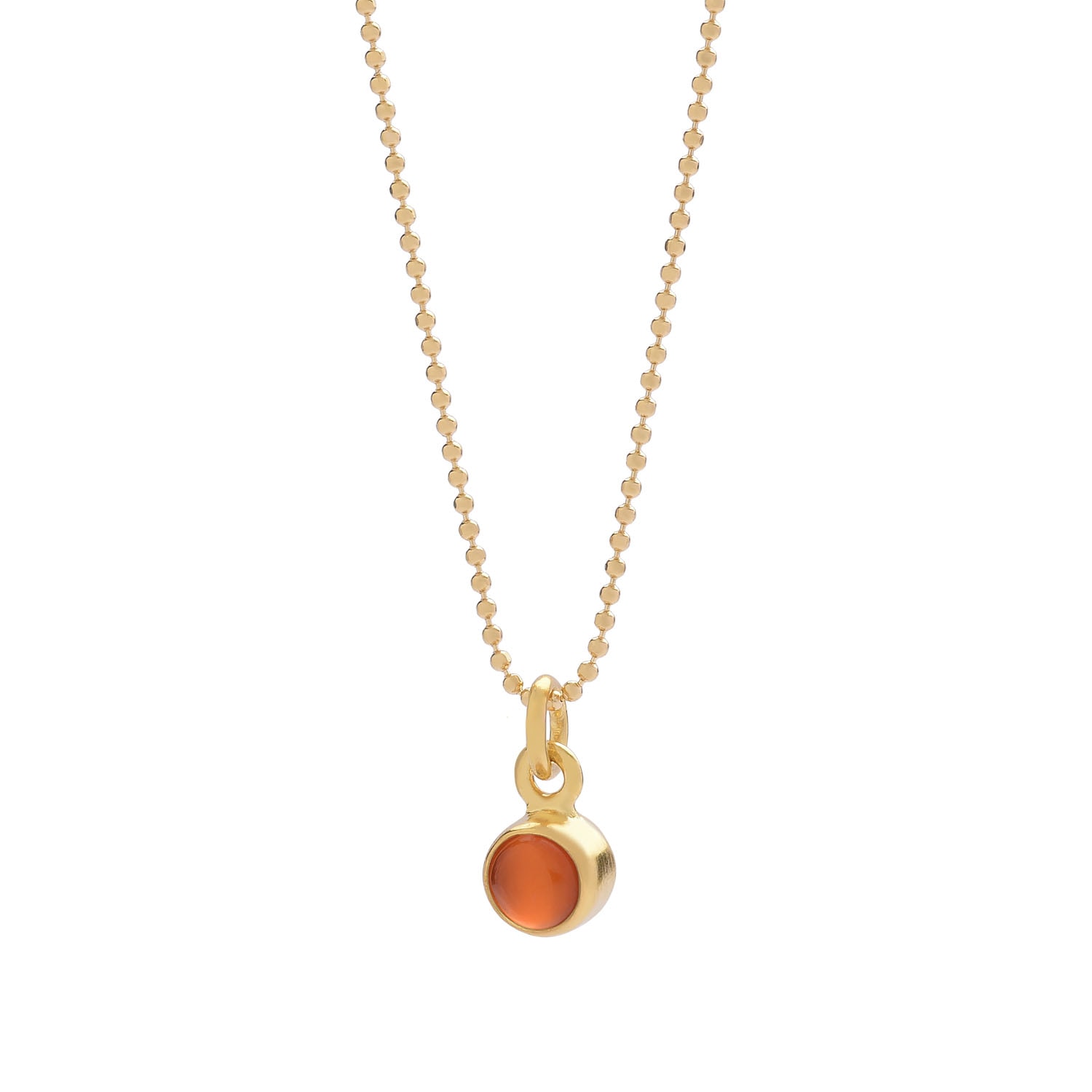Nellou Jewellery Women's Yellow Gem Dot Birthstone Necklace July Carnelian Gold Plated Sterling Silver In Yellow