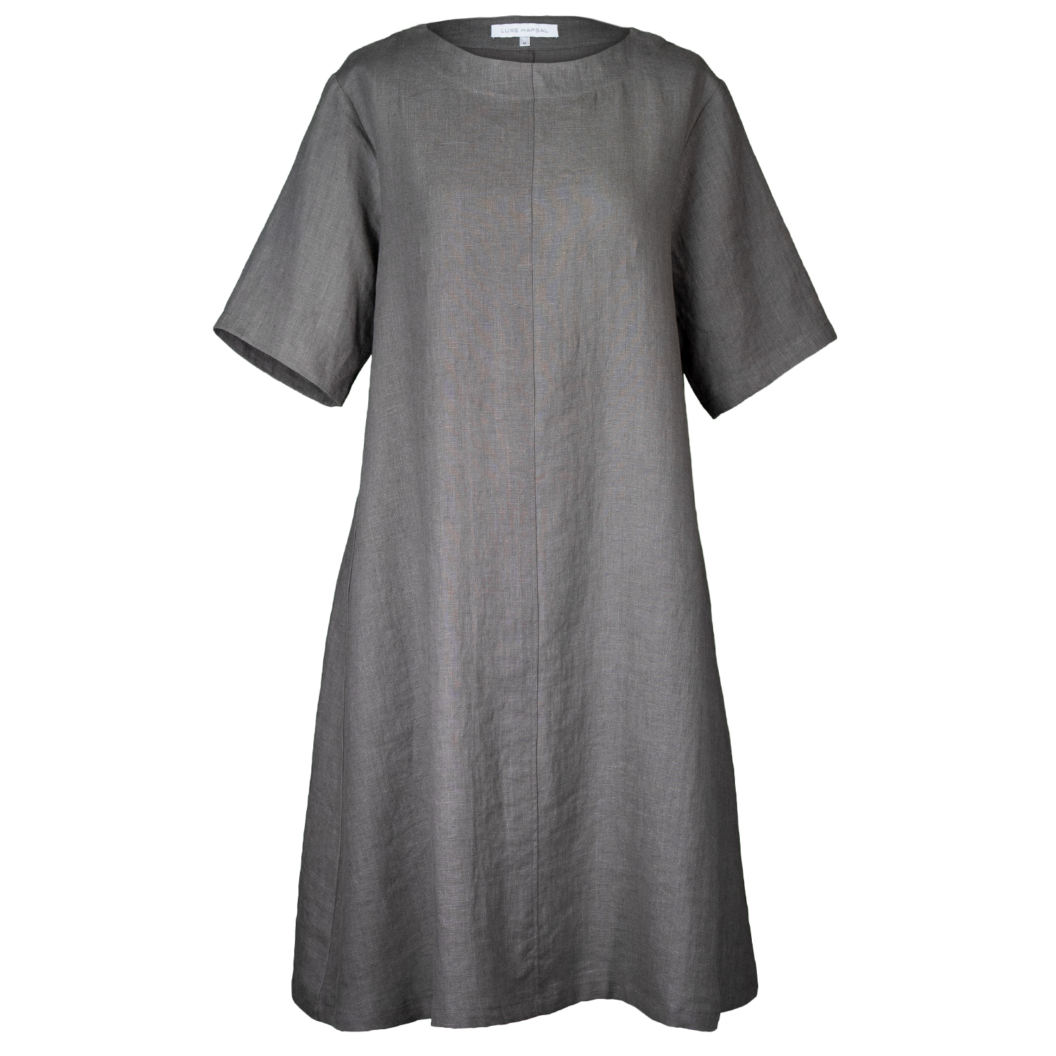 Jane Dress In Dark Grey Linen | LUXE HAPSAL | Wolf & Badger