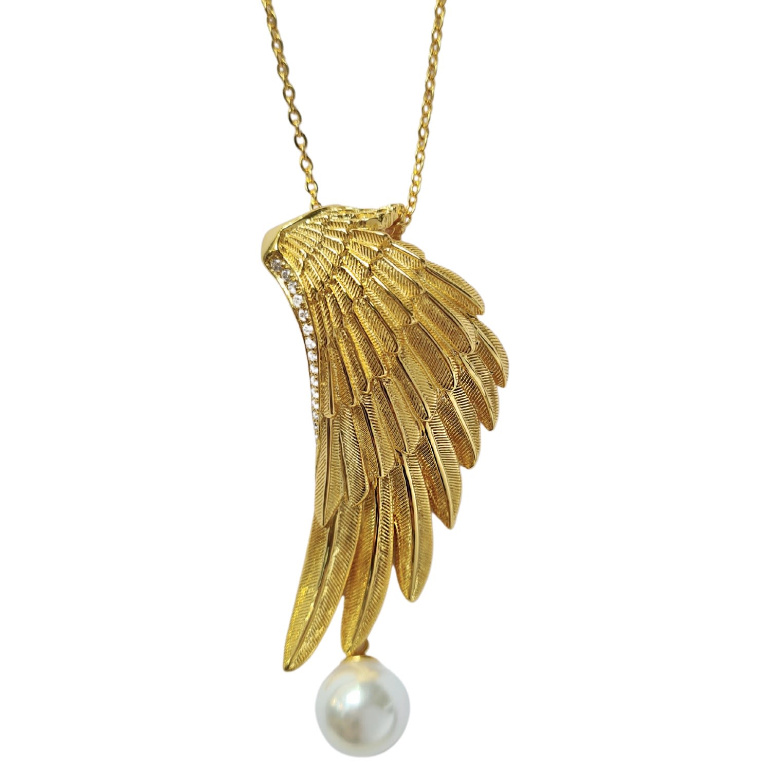 Janus Edinburgh Women's Alata Large Guardian Angel Wing Gold Vermeil Necklace In Gold