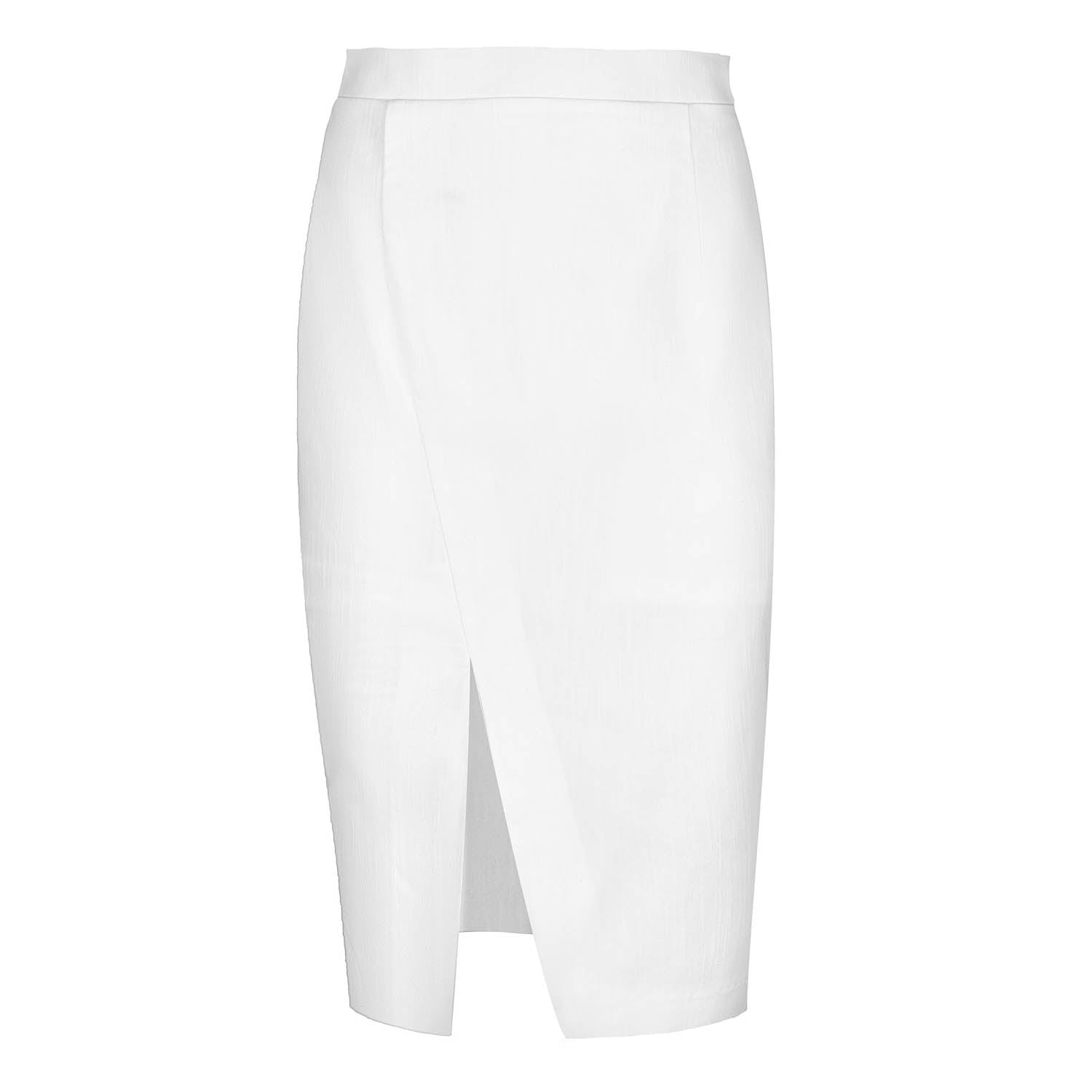 Conquista Women's White Denim Style Pencil Skirt In White