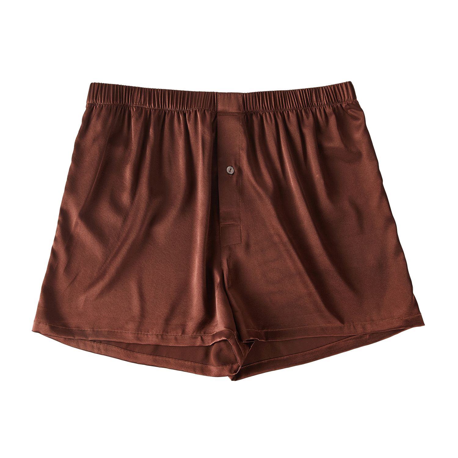 Soft Strokes Silk Brown Deep Coffee Pure Mulberry Silk Men's Boxers In Brown
