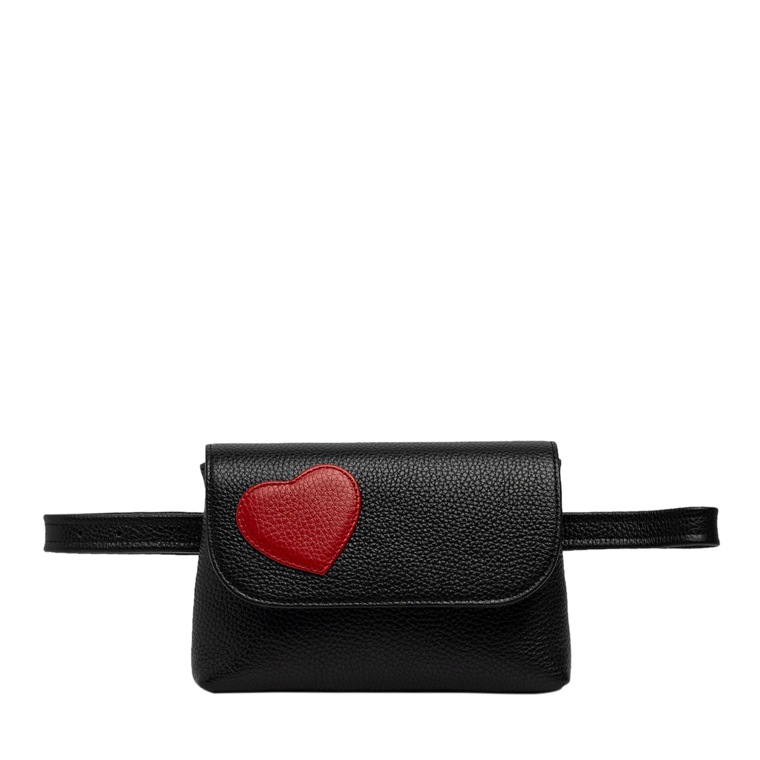 Laura Olaru Women's Tria Black Leather Belt Bag With Red Heart Attached In Black