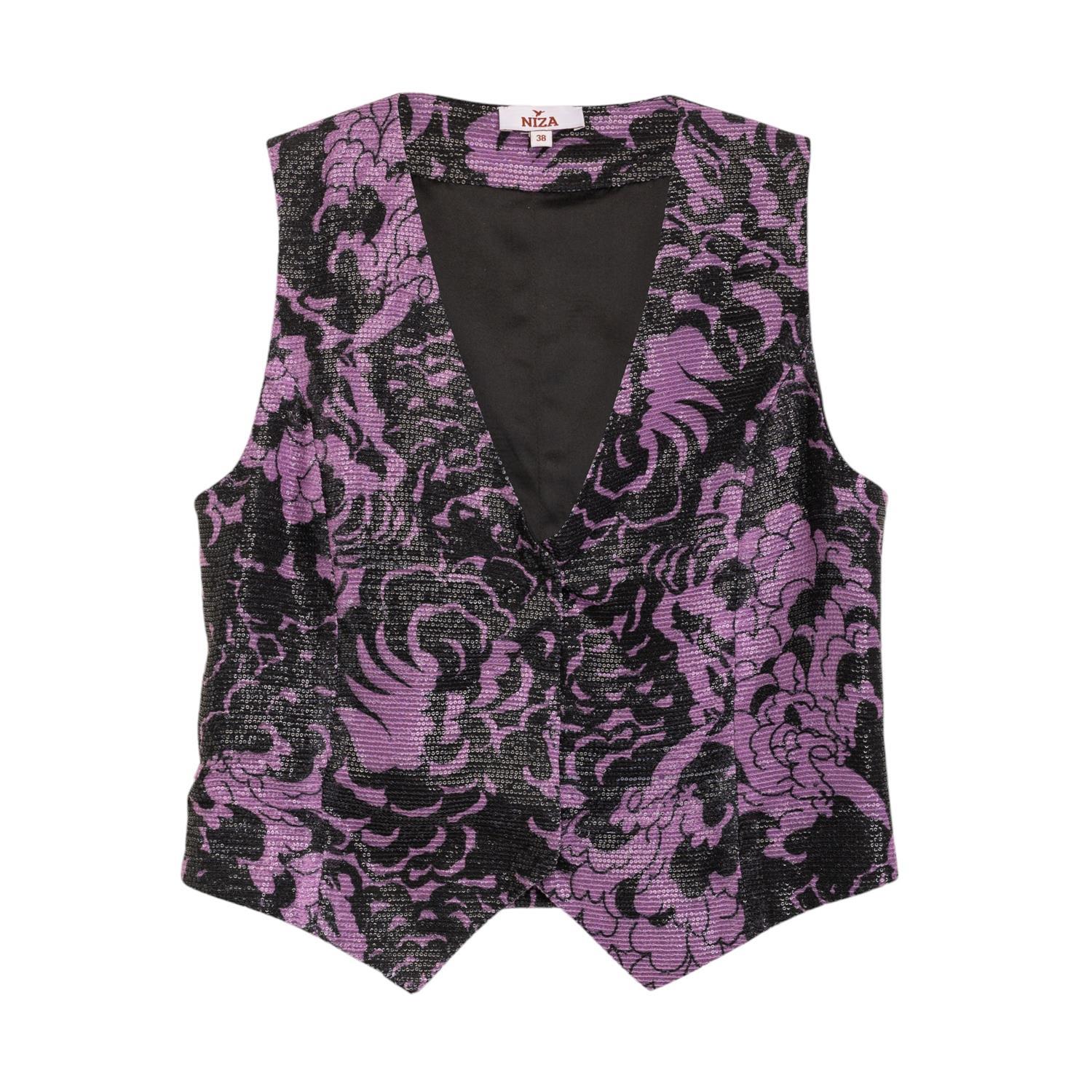 Women’s Pink / Purple Sequins Short Vest Small Niza