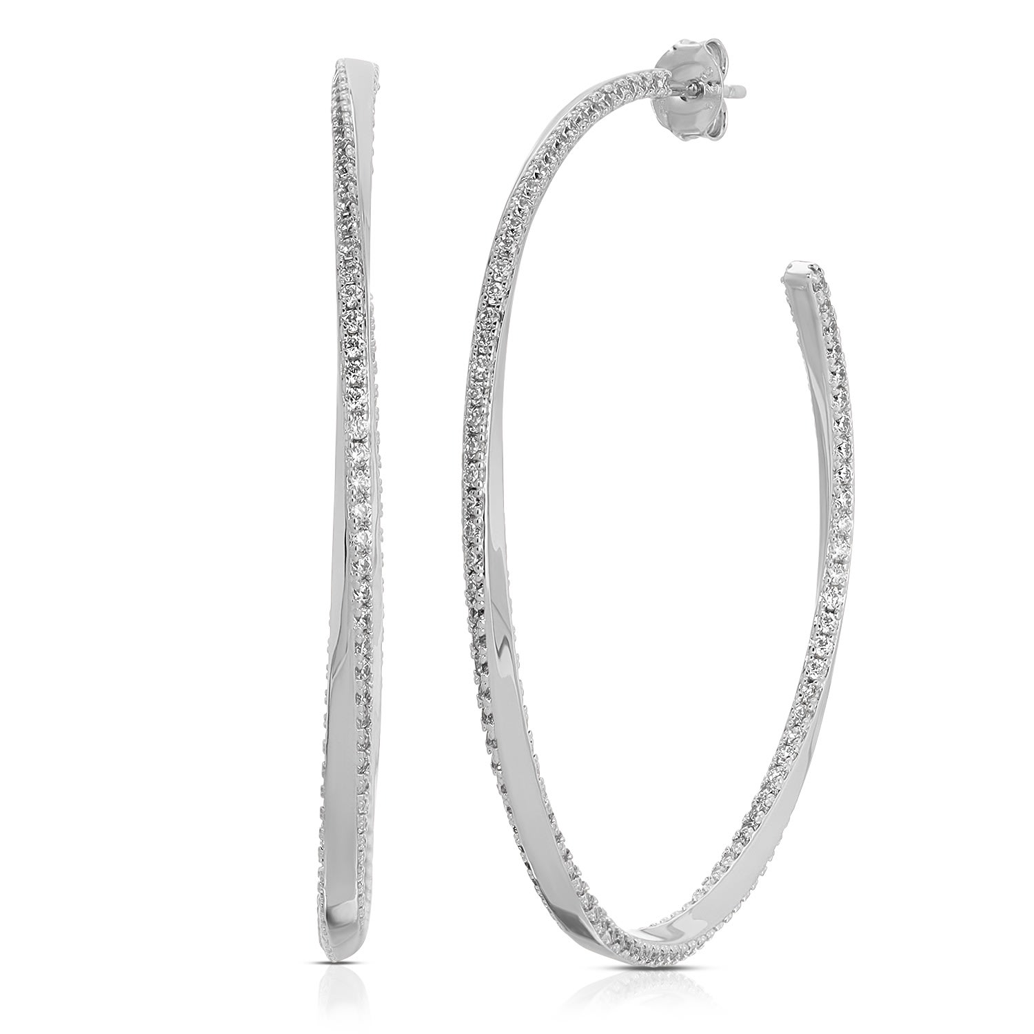 Native Gem Women's Twisted Hoops- Sterling Silver In Silver