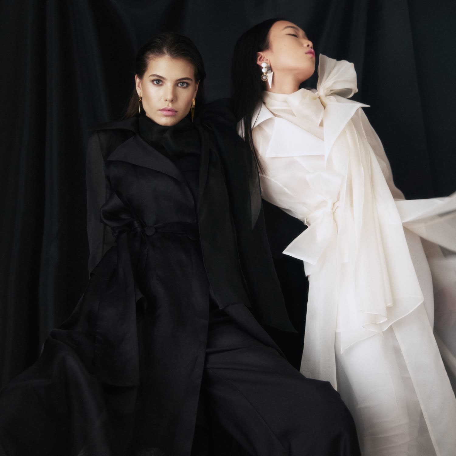 See Through Organza Trench Coat In Black LITA COUTURE Wolf Badger
