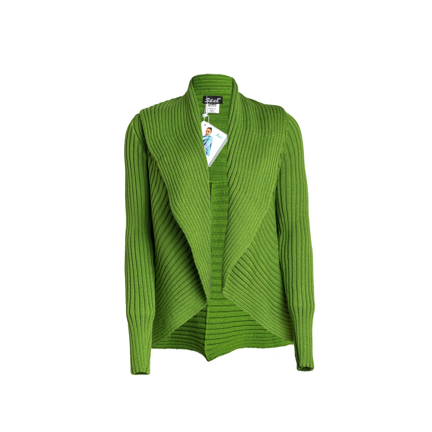 Süel Knitwear Women's Ribbed Round Knit Cardigan Farm- Green In Green