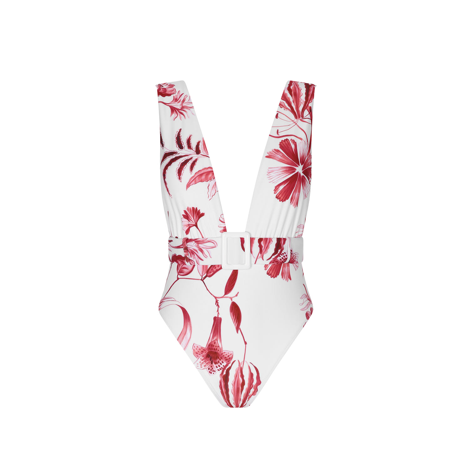 Women's Red Rouge Deep V One Piece | Small | Aguaclara