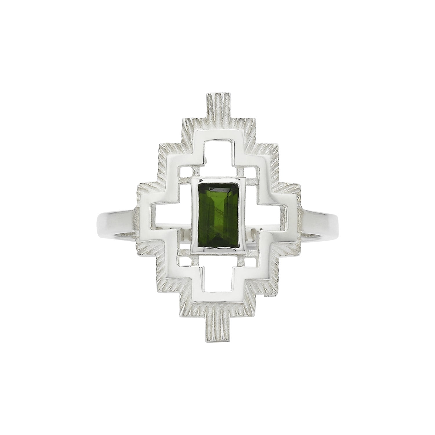 Zoe And Morgan Women's Silver / Green Munay Ring Silver Chrome Diopside In White