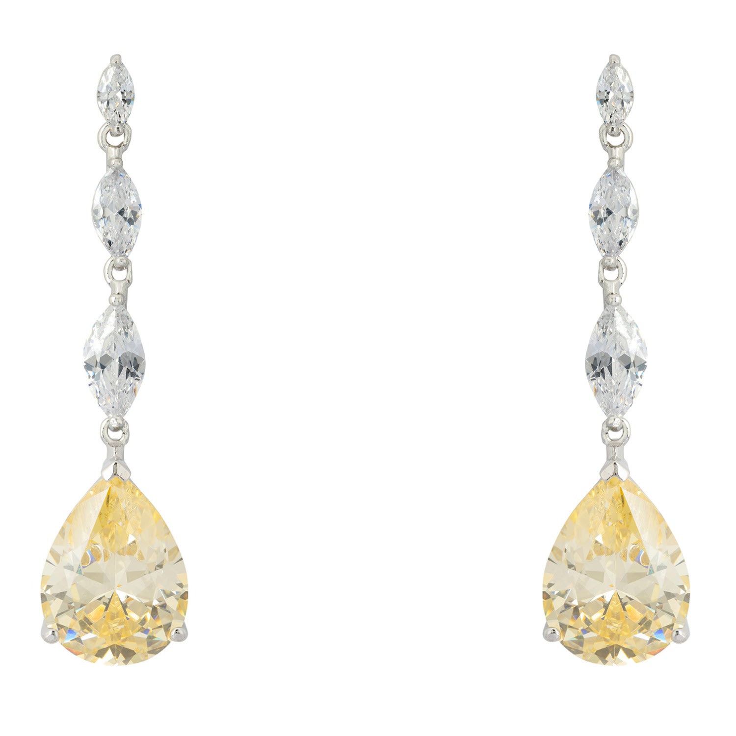 Women’s White / Yellow / Orange Zara Teardrop Yellow Topaz Gemstone Earrings Silver Latelita