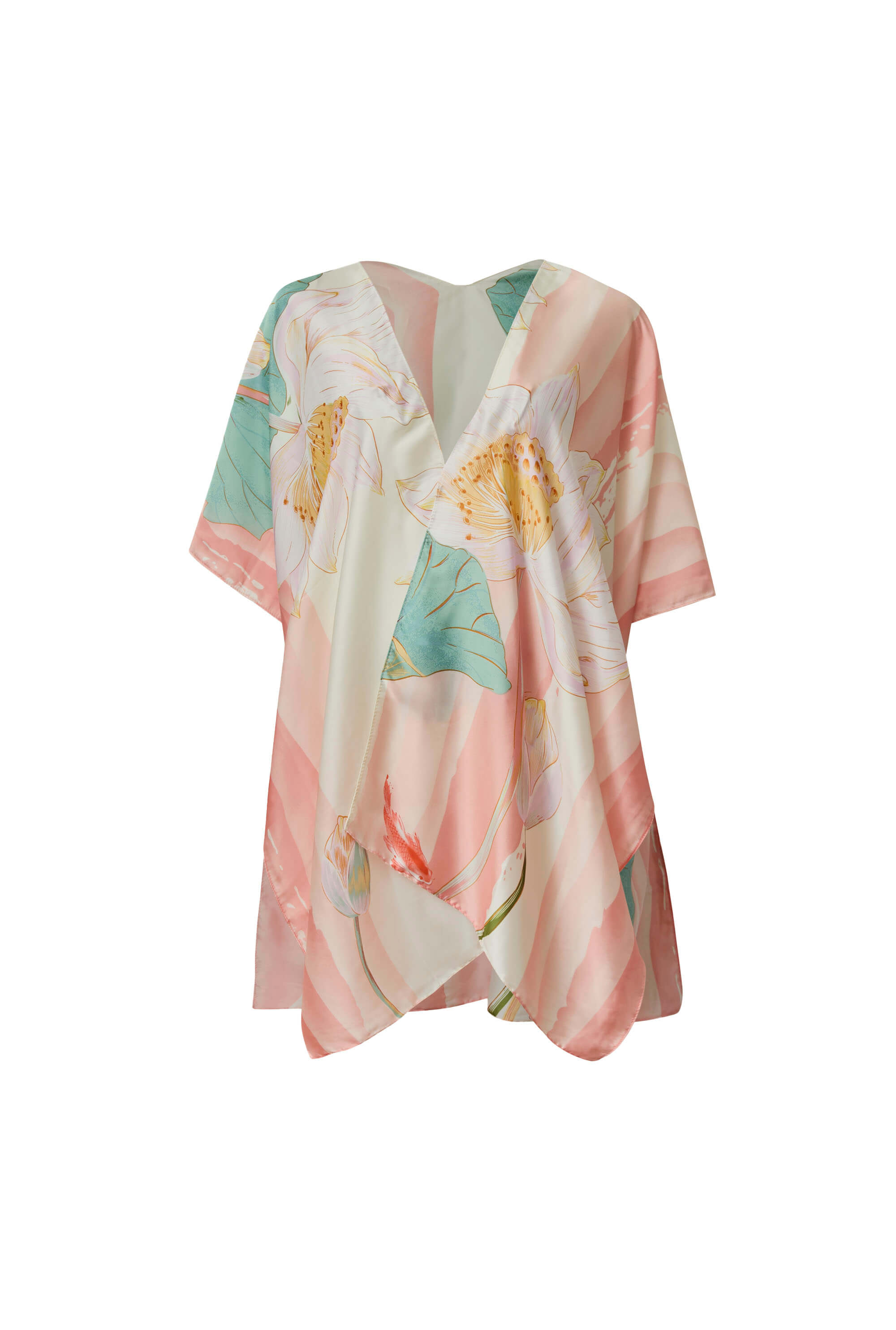 James Lakeland Women's Pink / Purple Floral Peach Kaftan In Pink/purple