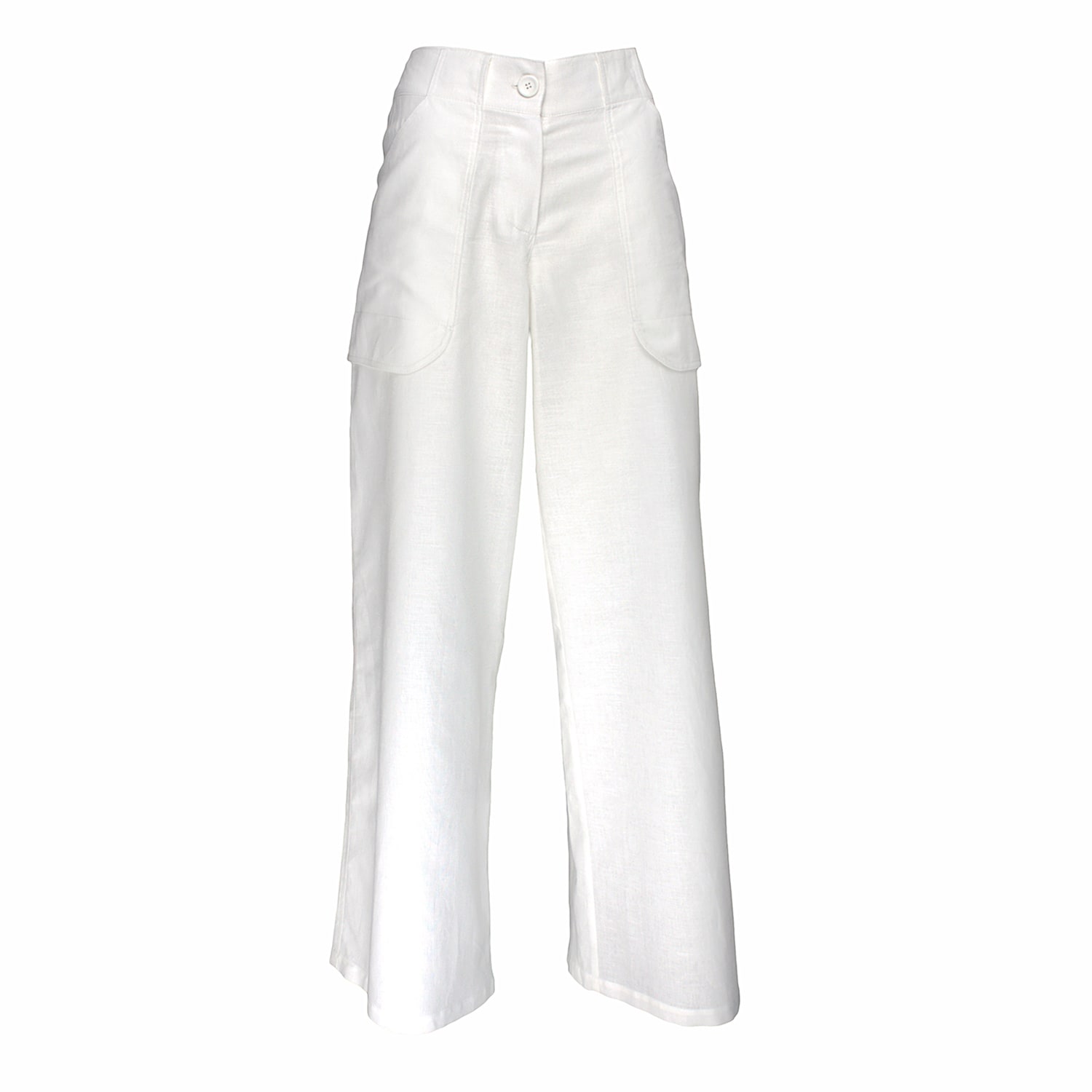 Lalipop Design Women's Straight Leg White Linen Pants In White