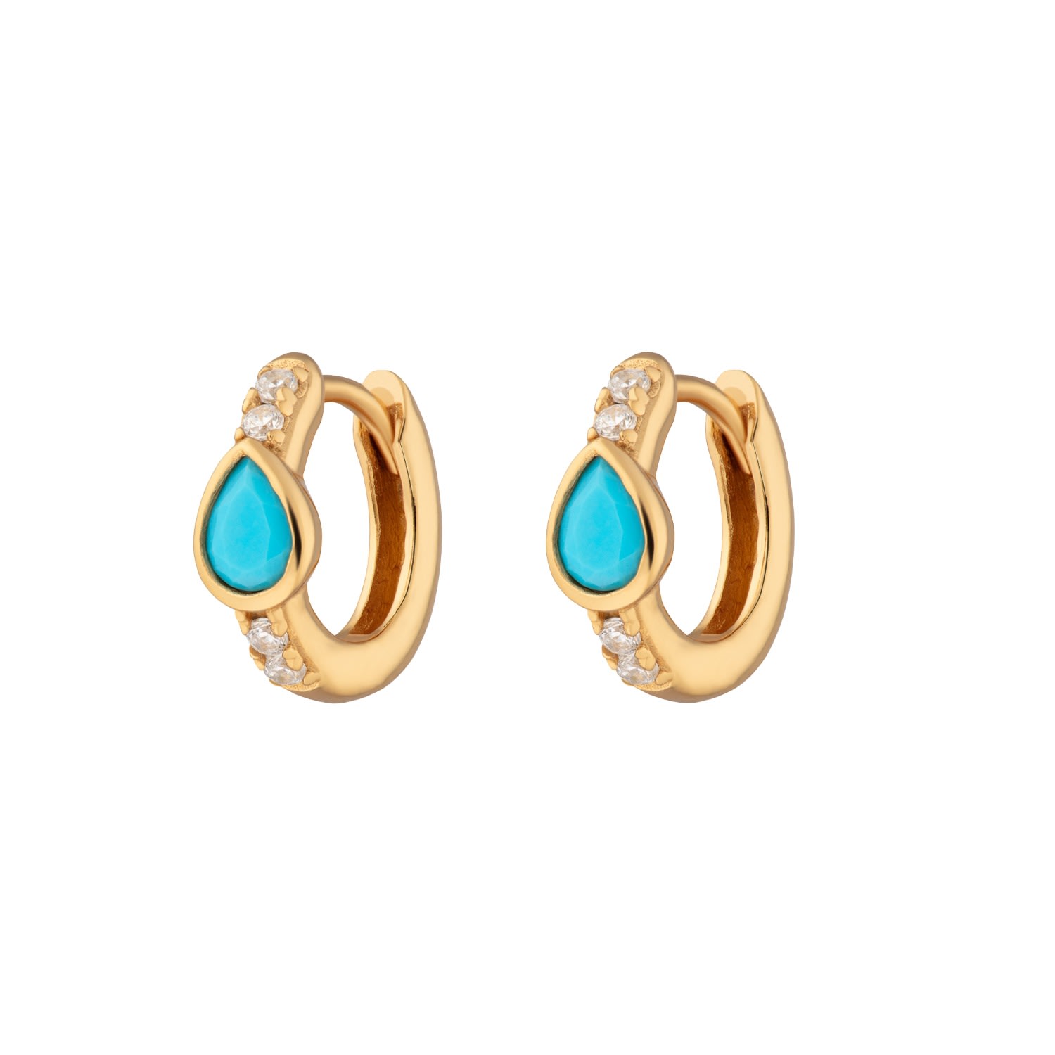 Scream Pretty Women's Gold Turquoise Teardrop Huggie Earrings