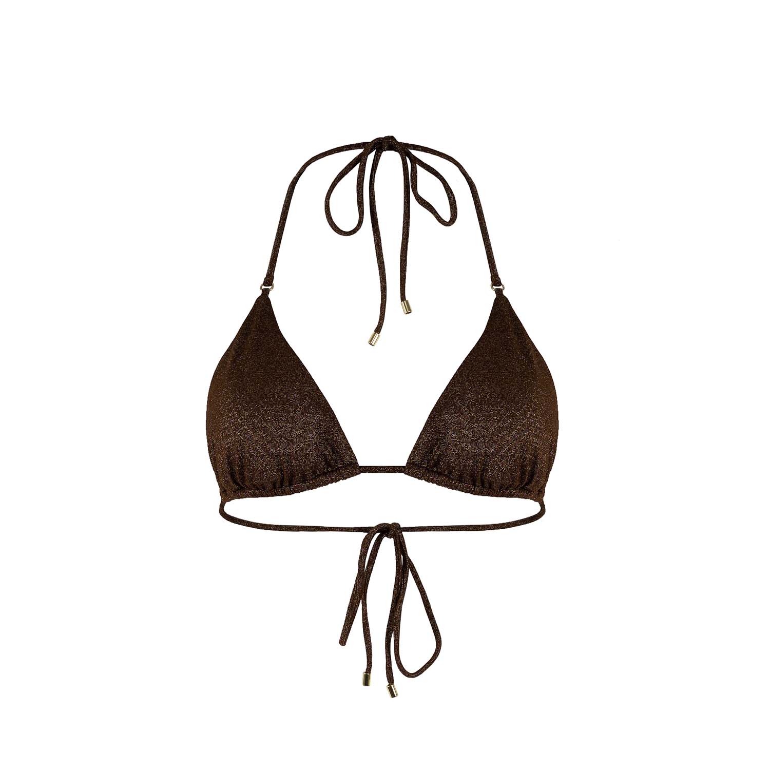 Monarch Women's Brown Kaia Triangle Bikini Top - Bronze Metallic In Brown