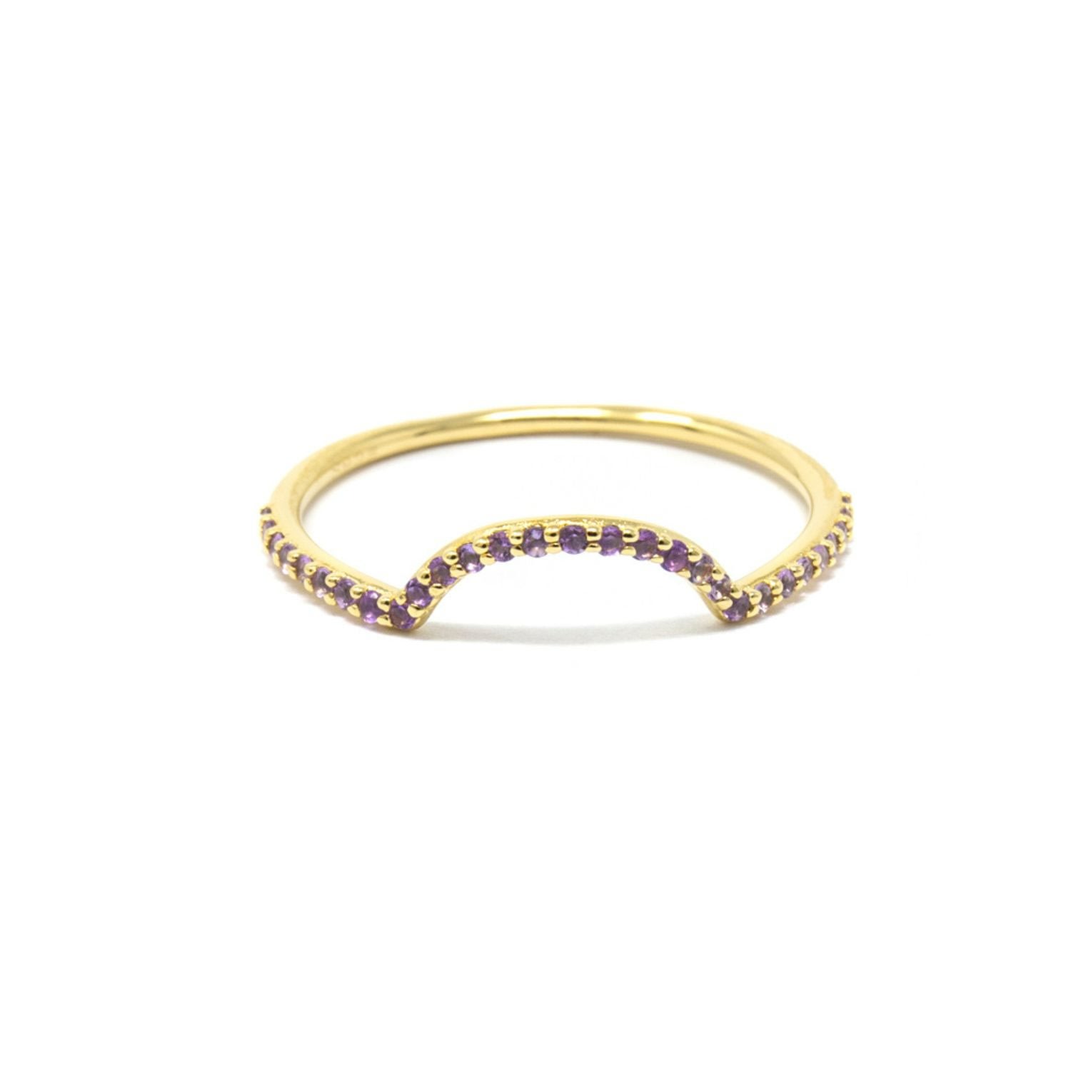 Nasi Silver Women's Ora Ring- Amethyst-gold In Gold