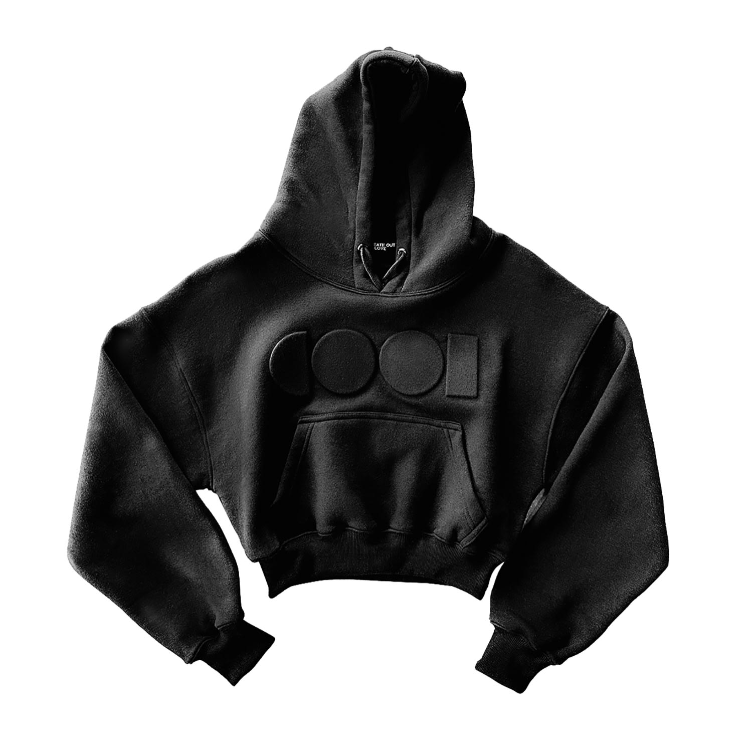 Women’s Black Cropped Embossed Hoodie Large Cool Creative