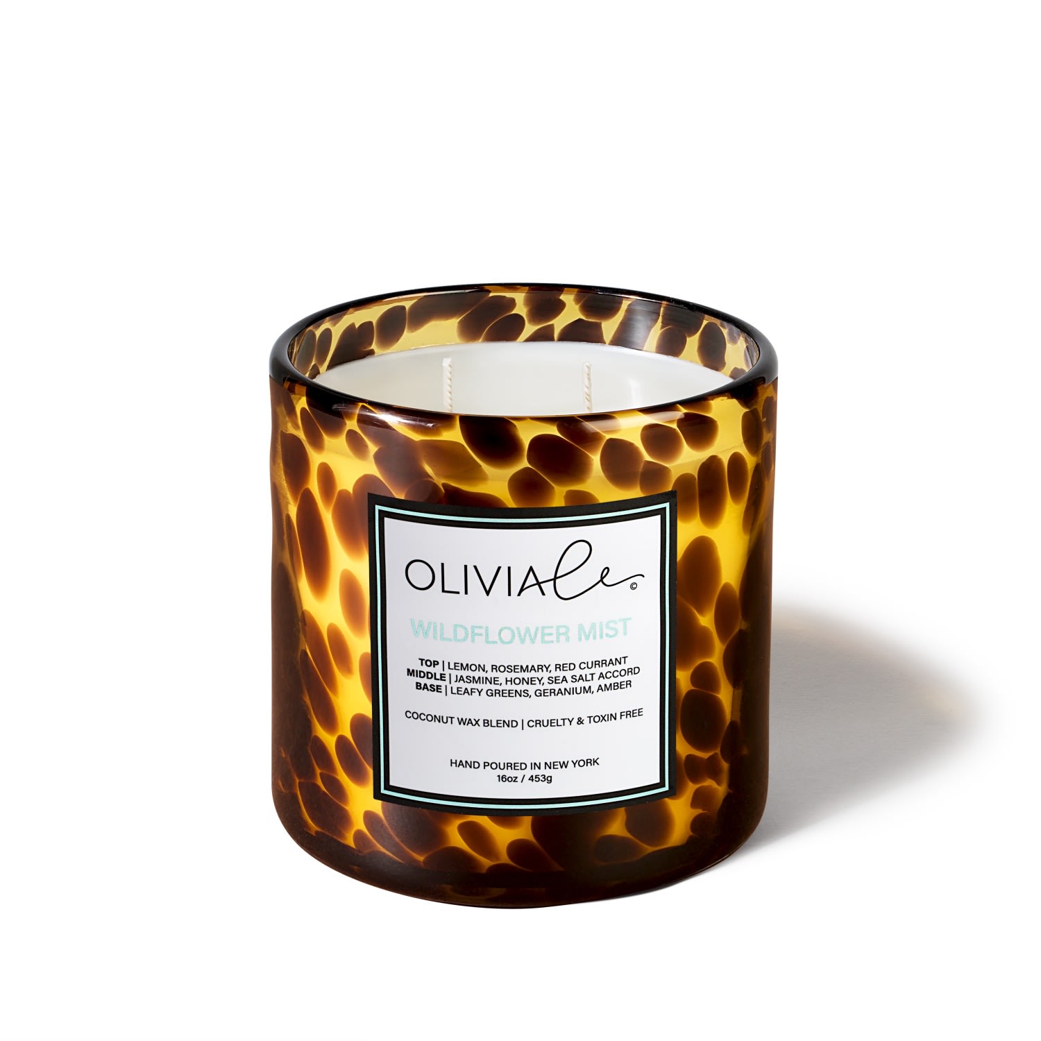 Brown Wildflower Mist Tortoise Glass Candle Olivia Le