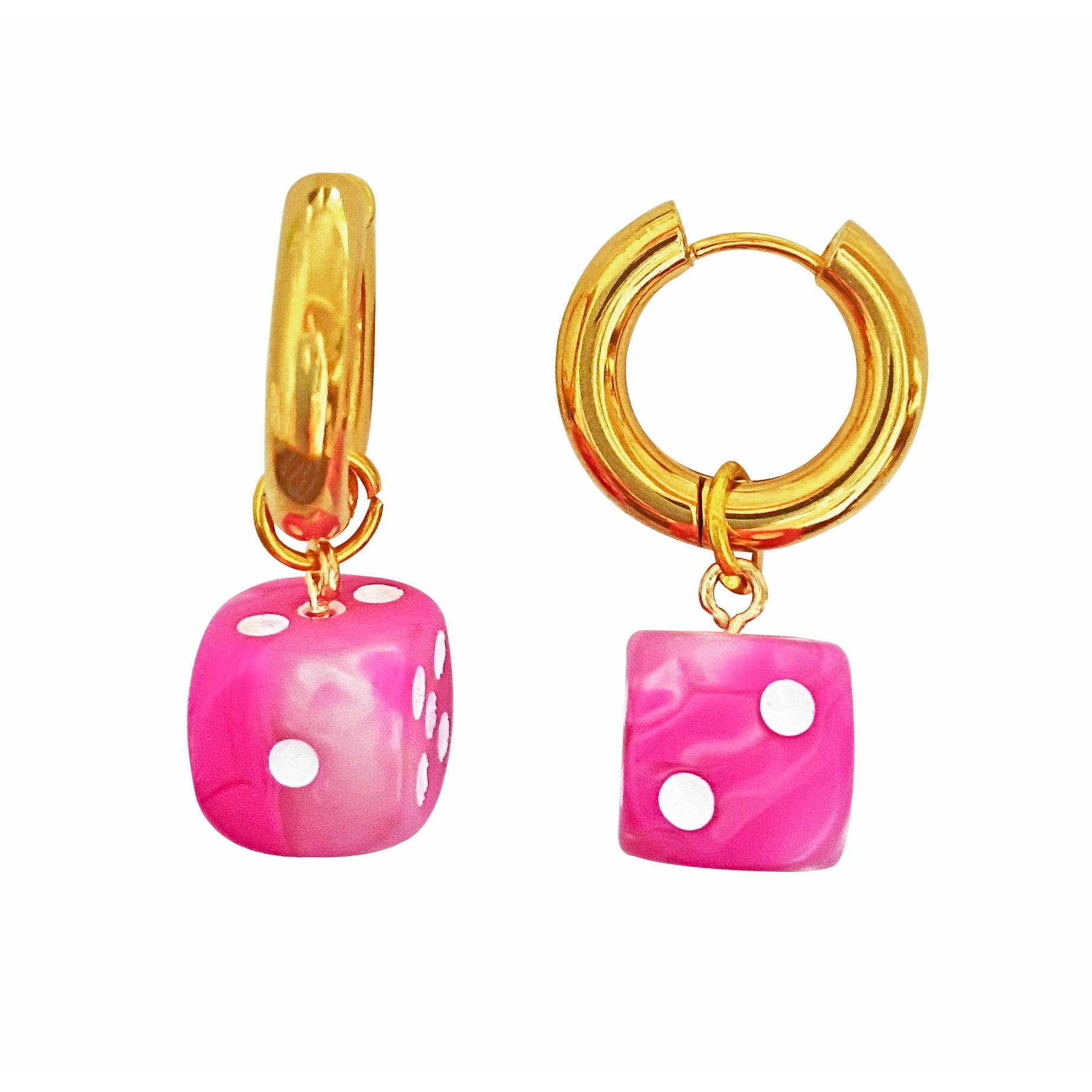 Women’s Gold / Pink / Purple Hoop Earrings Dice Smilla Brav