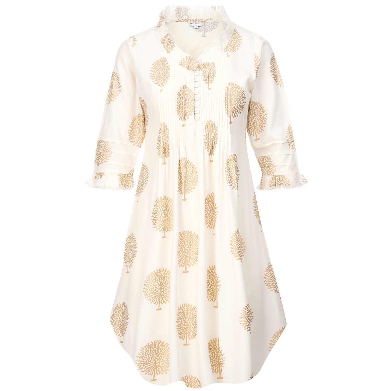 At Last... Women's White / Gold Cotton Annabel Tunic In White & Gold