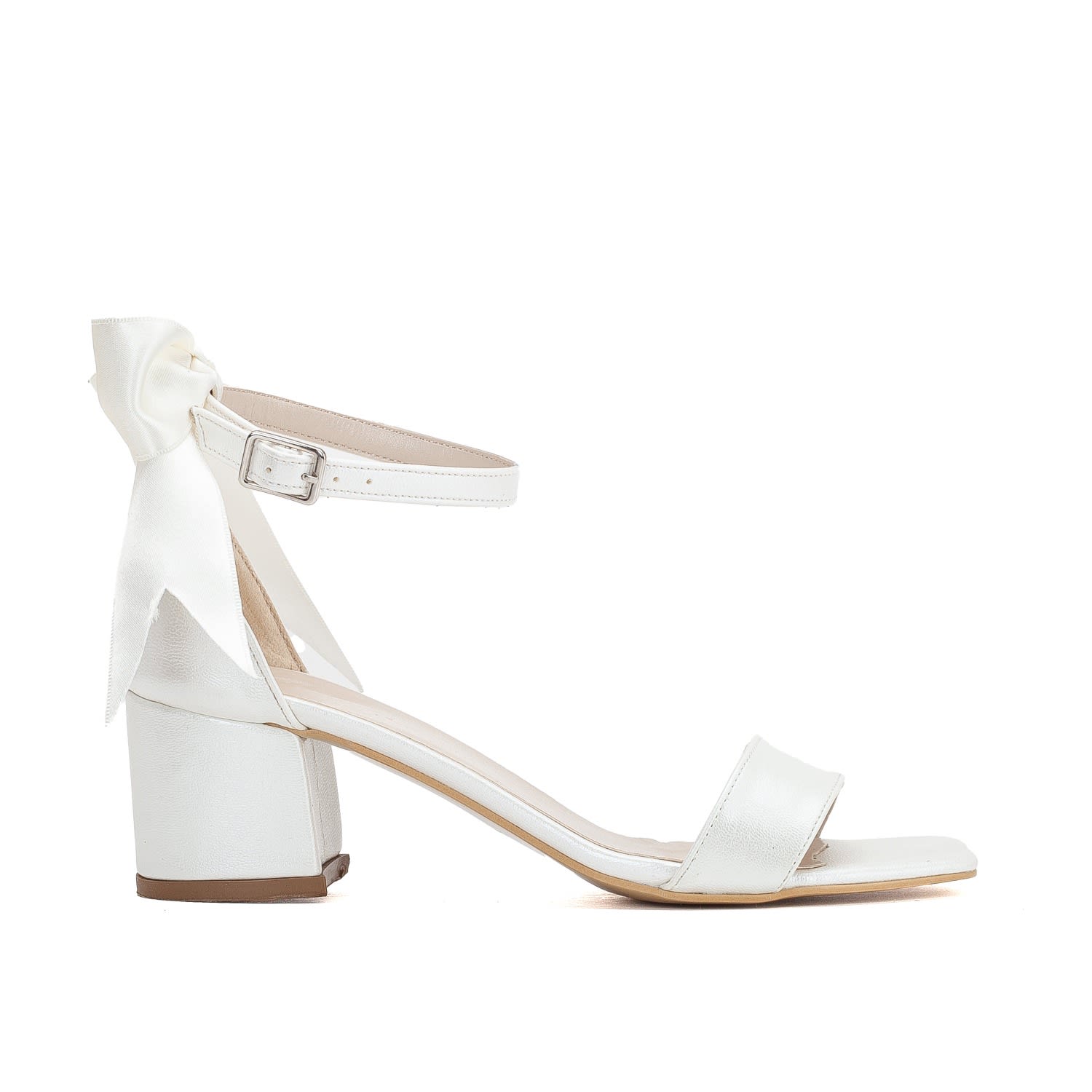 Forever & Always Shoes Women's White Rochelle - Ivory Bridal Sandals With Ribbon In White