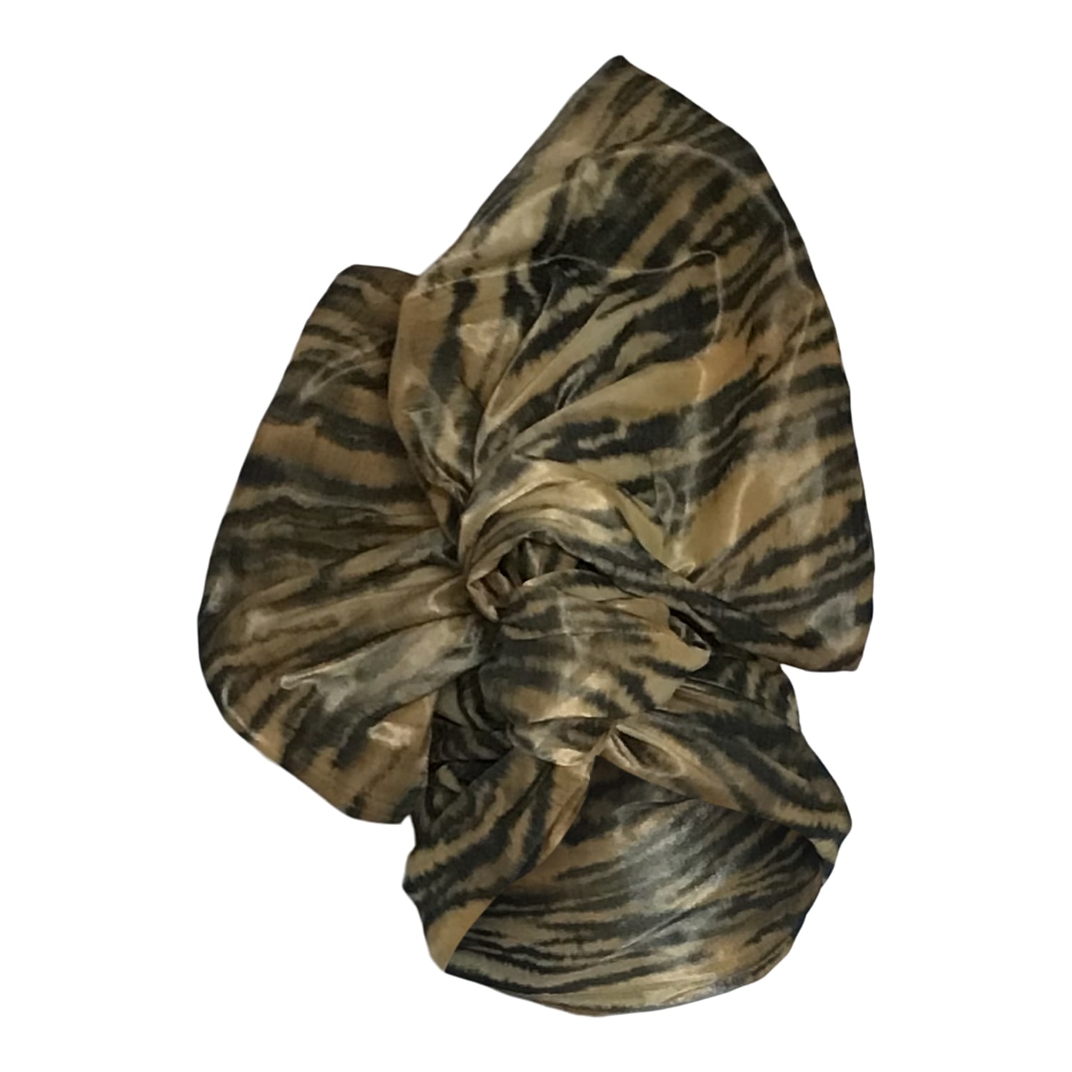 Romer Millinery Women's Gold / Brown Twisturban Turban In Poly Tafetta Tiger Print In Multi