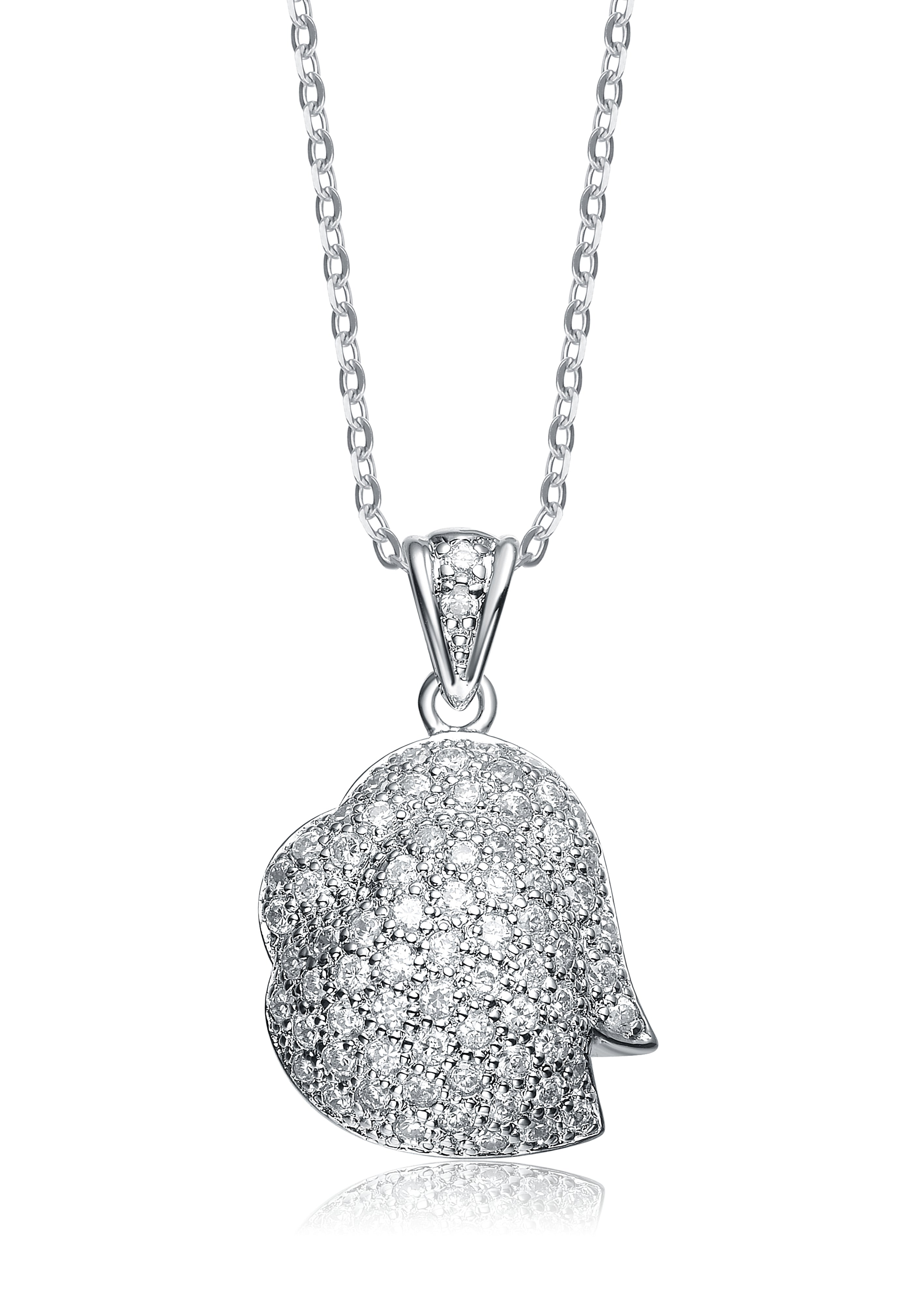 Women’s White / Silver Sterling Silver Cubic Zirconia Dangling Pendant Necklace Genevive Jewelry