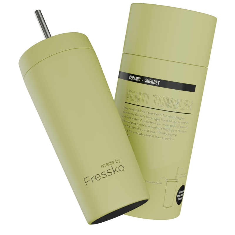 Fressko Yellow , Venti Tumbler, Ceramic, Sherbet In Green