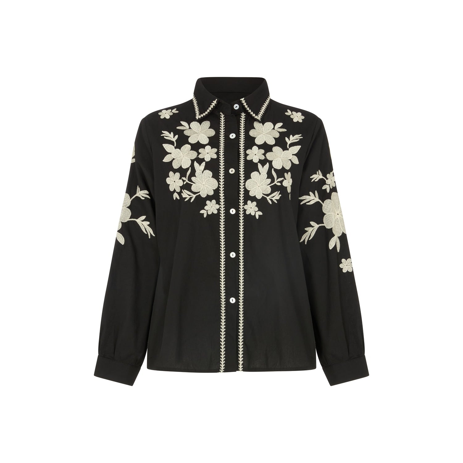 Raffya Women's Lila Embroidered Shirt In Black In Black
