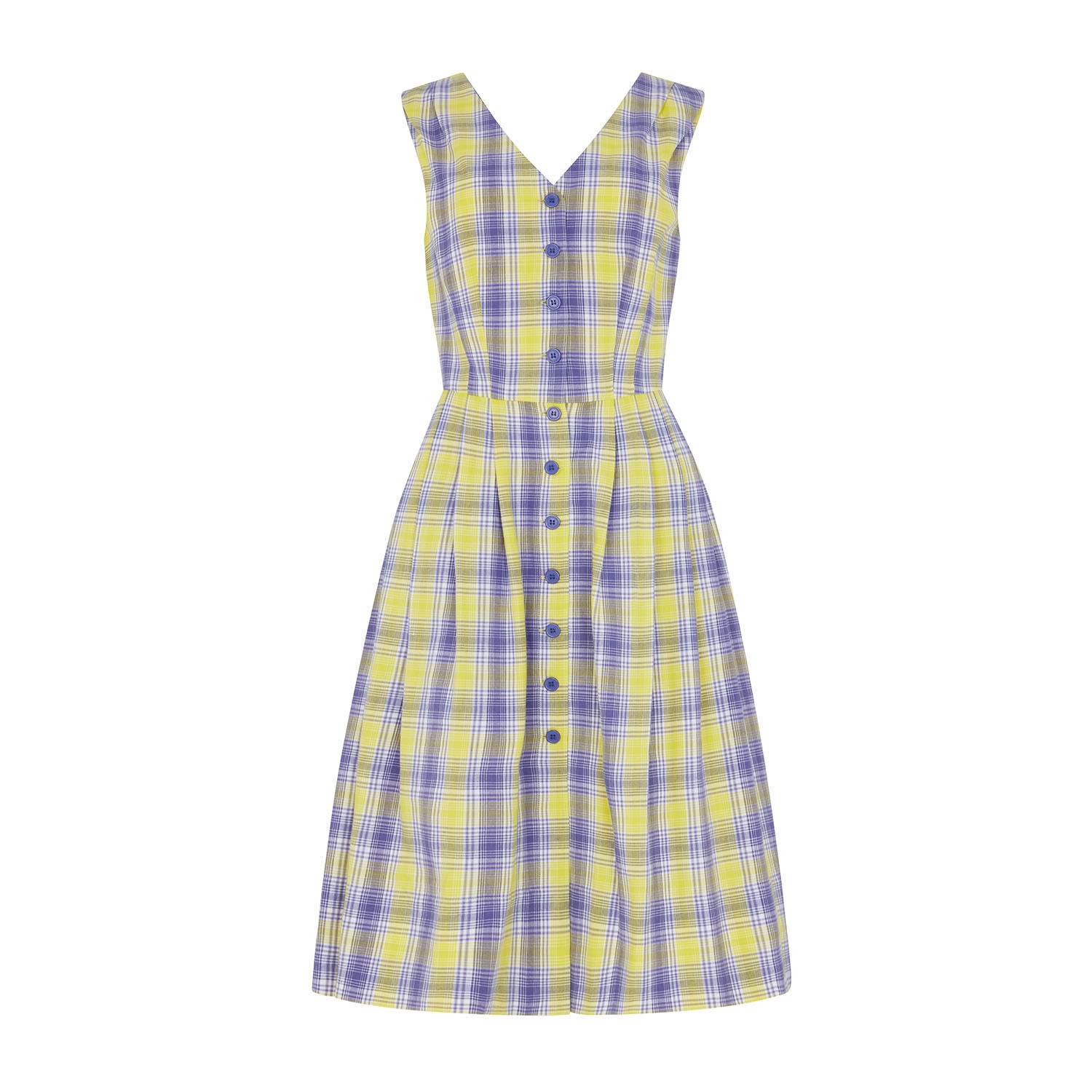 Women’s Pink / Purple / Yellow Scarlett Lilac Sunshine Plaid Dress Small Emily and Fin