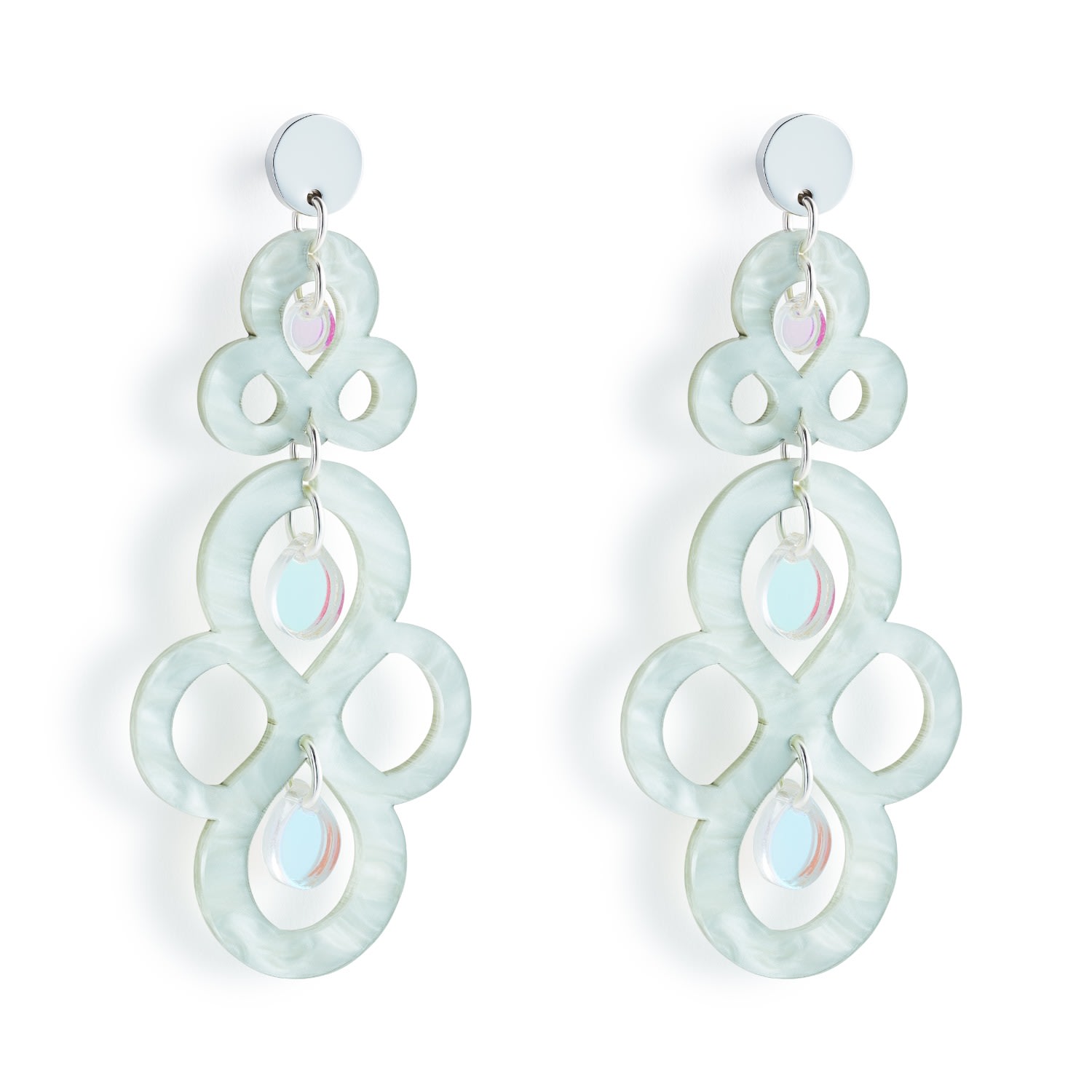 Toolally Women's Green / Silver Batik Earrings - Regent Green & Iridescent