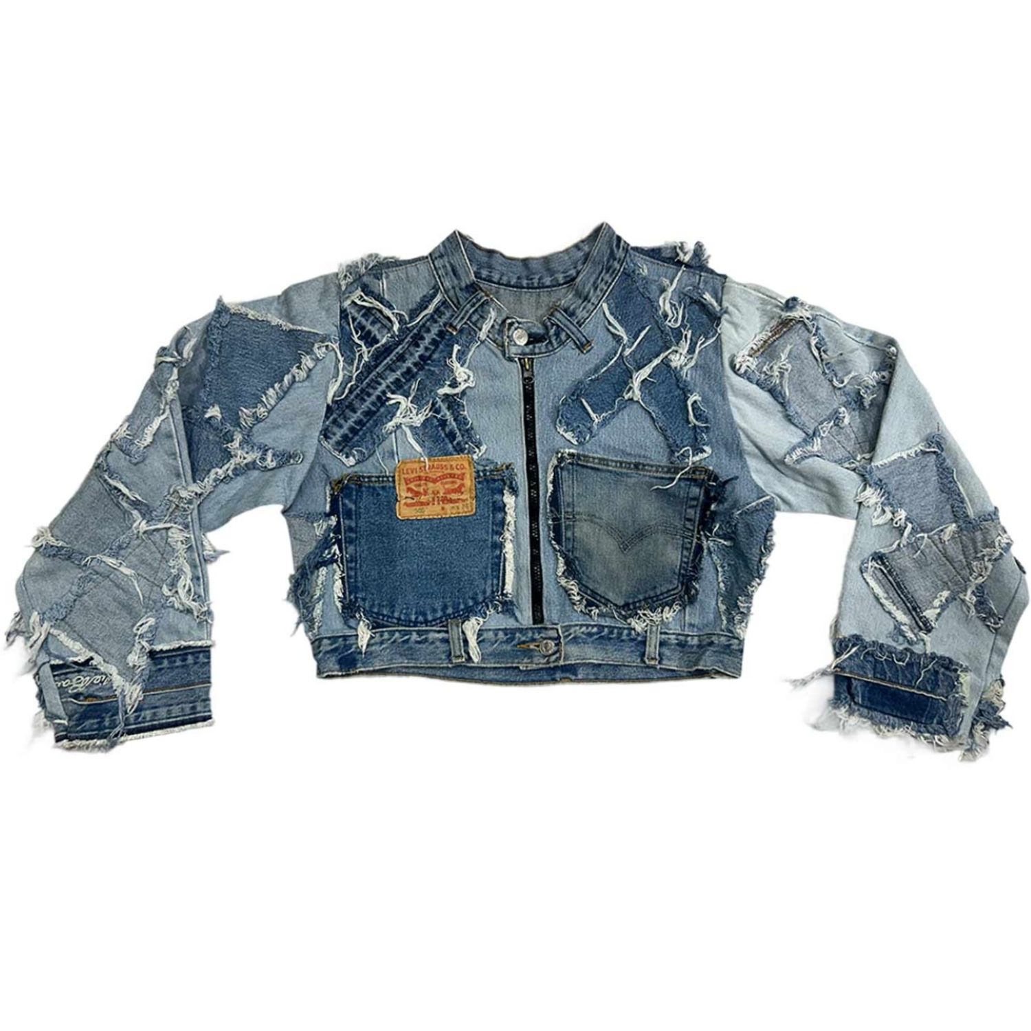 Zasta Studio Women's Shredded Couture Crop Denim Jacket