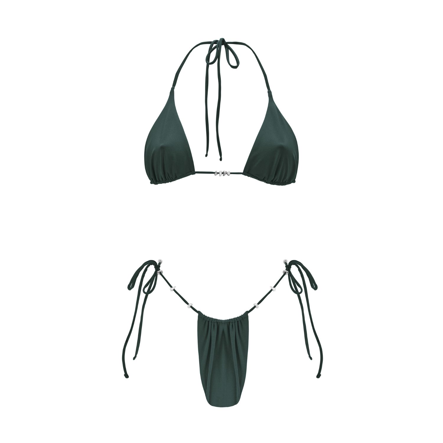 Women's Green Bikini With Tahitian Keshis - Vaihau Set - Palm | Large | Seanay