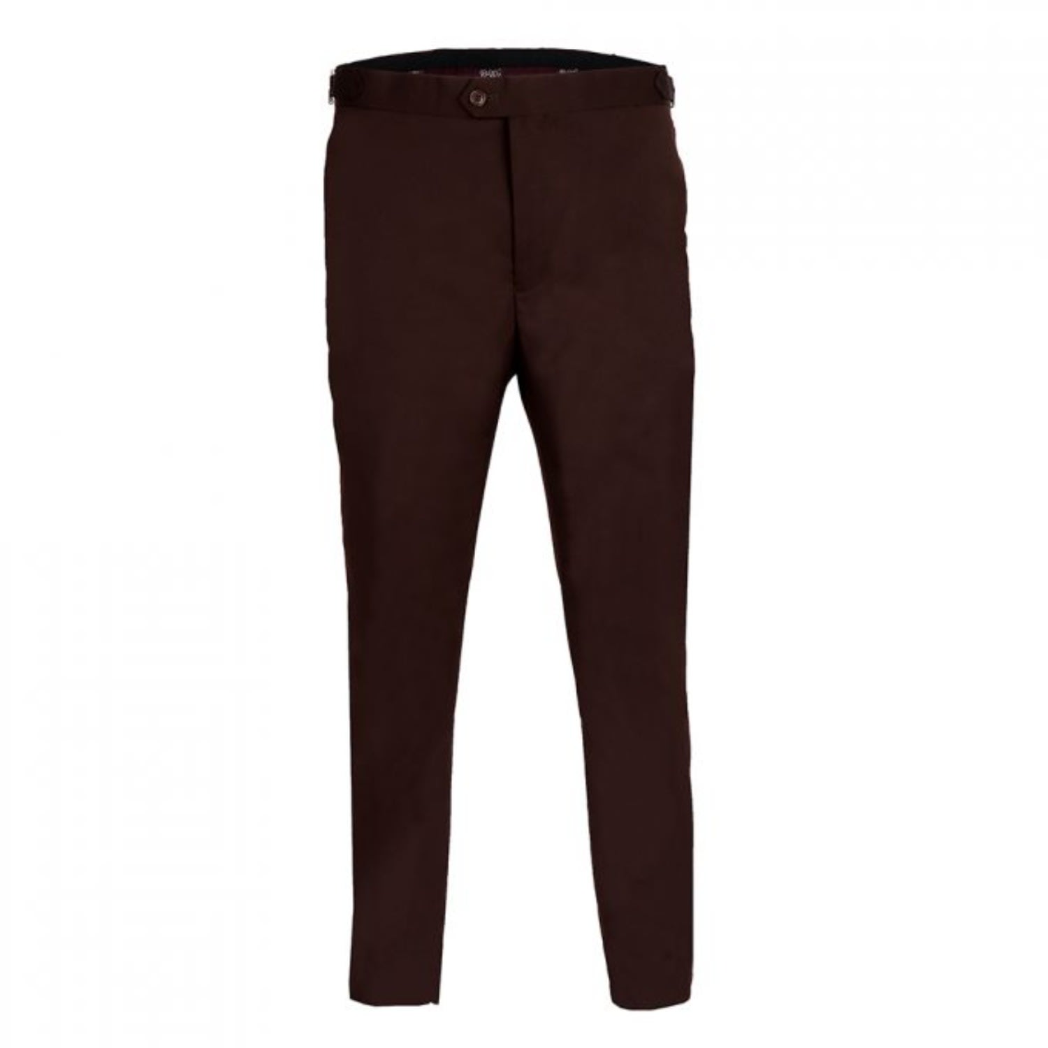 David Wej Men's Plain Dress Trousers With Side Adjusters – Brown In Brown