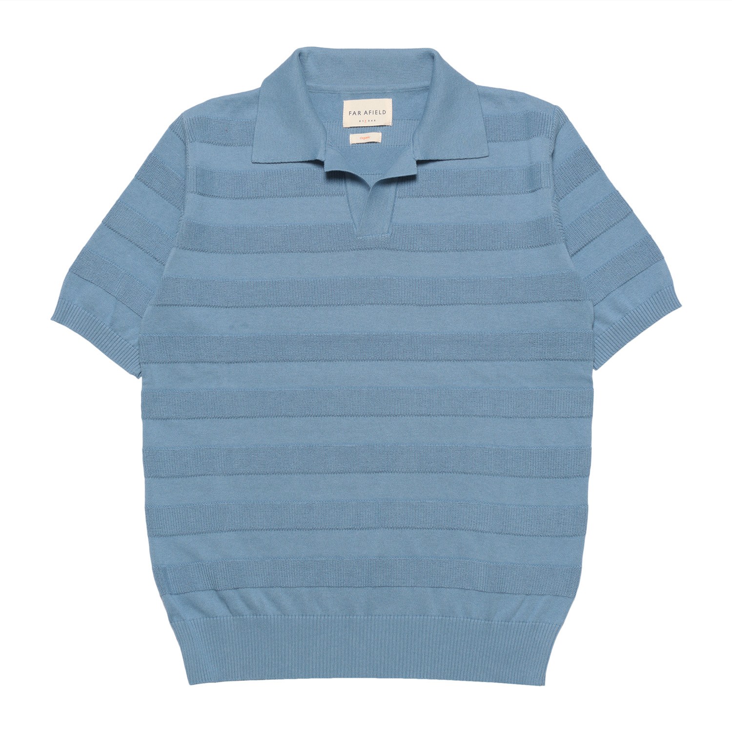 Far Afield Men's Marsan Short Sleeve Polo - Allure Blue Raised Stripe