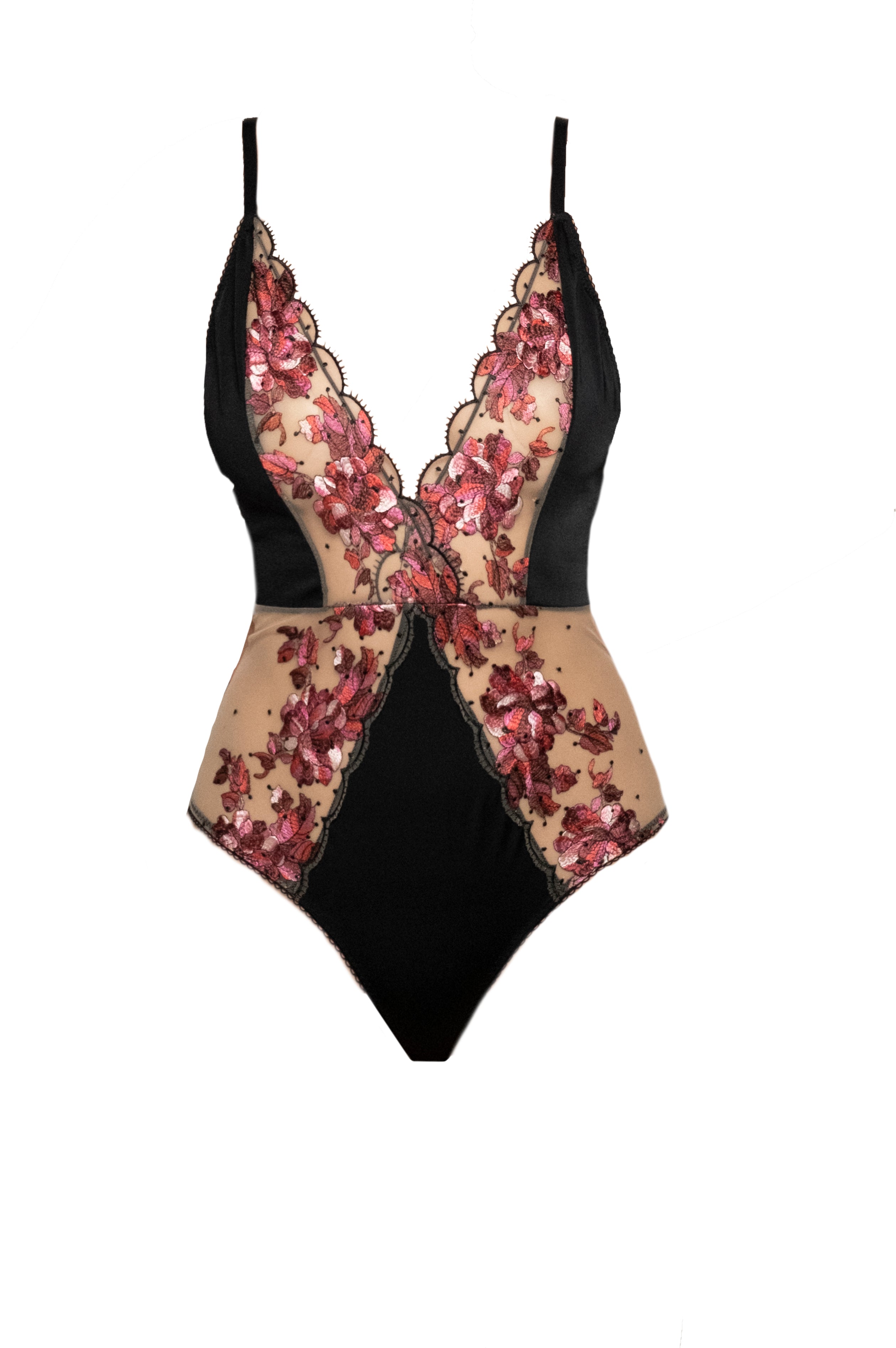 Amber 3D Flower And Crystal Embroidered Bodysuit by Carol Coelho