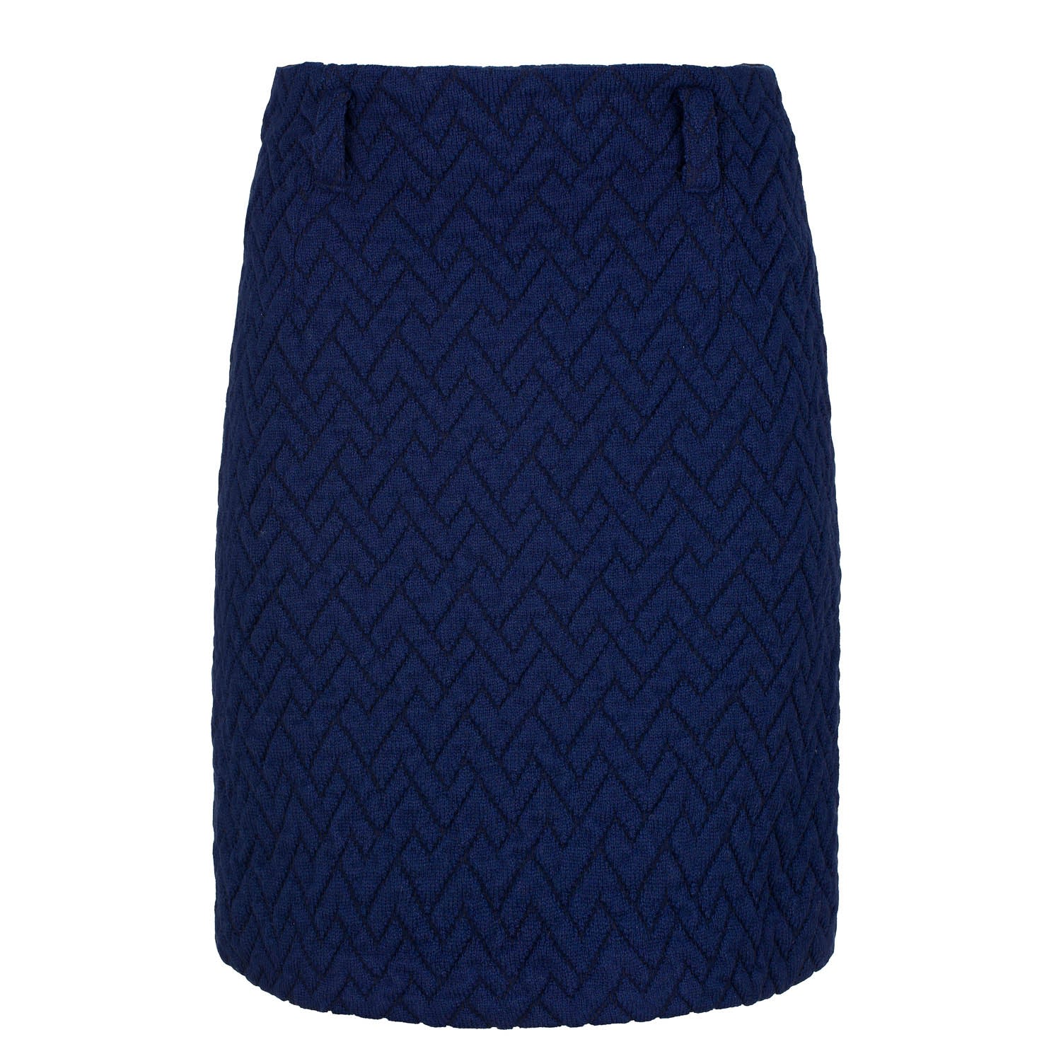 Conquista Women's Blue Jacquard Wool Coat Fabric Mini Skirt In Blue