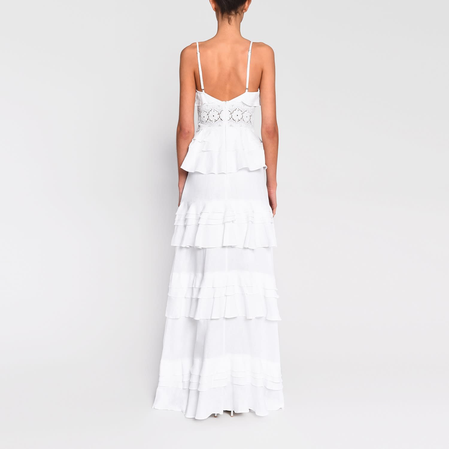 white cotton tiered dress