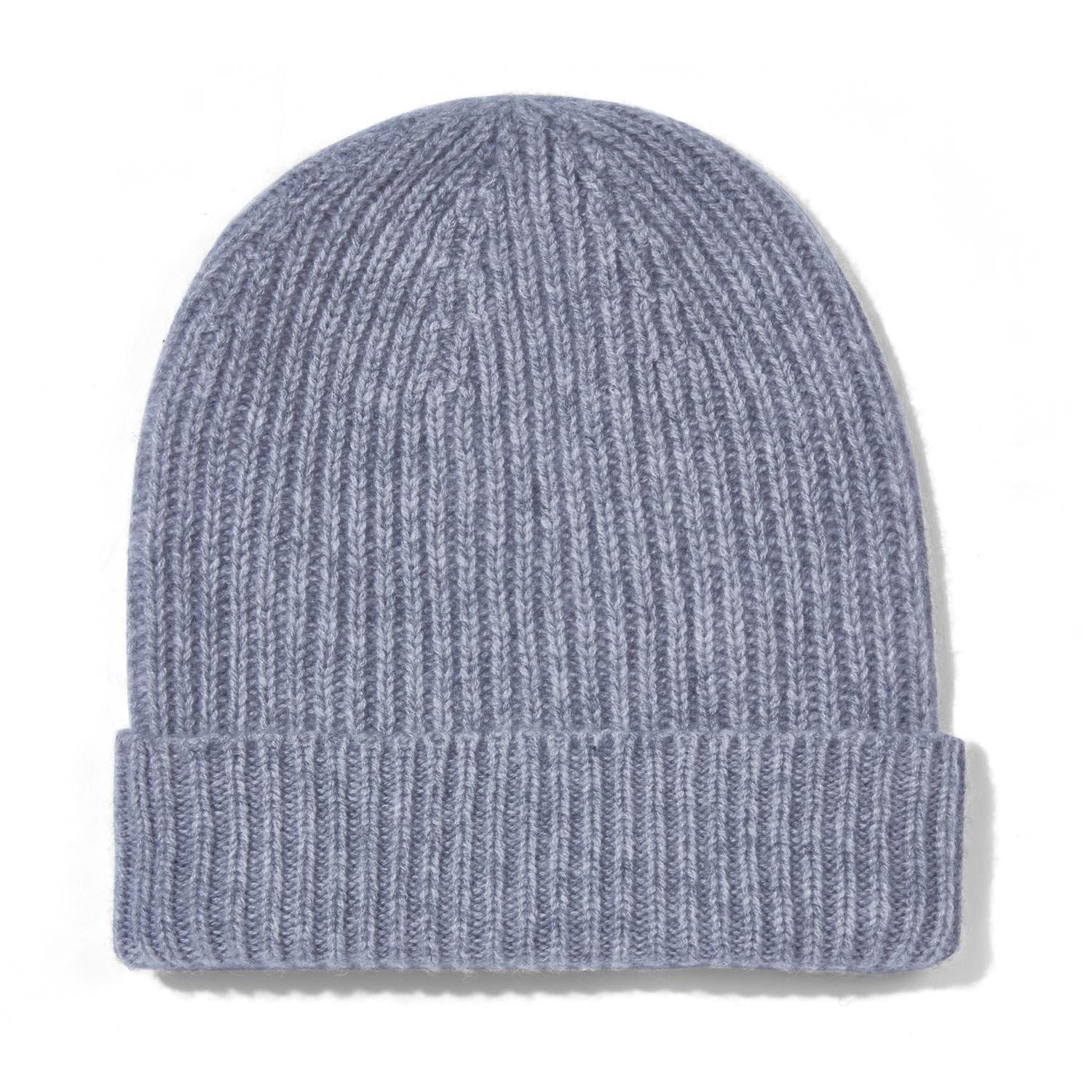 Women’s Silver 100% Cashmere Ribbed Beanie Hat - Light Grey One Size Paul James Knitwear