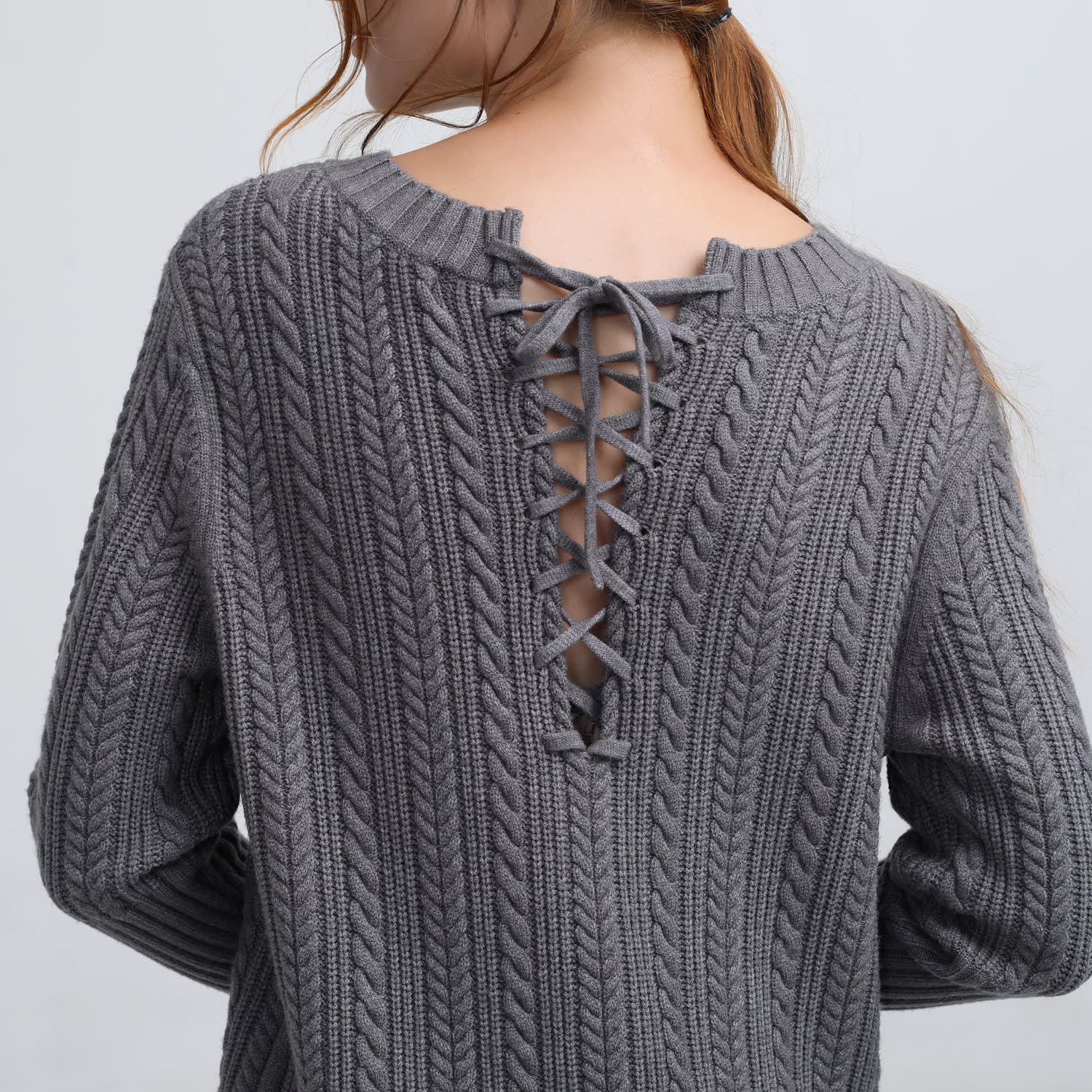 Lacing In Back Jumper Dress Grey Smart and Joy Wolf Badger