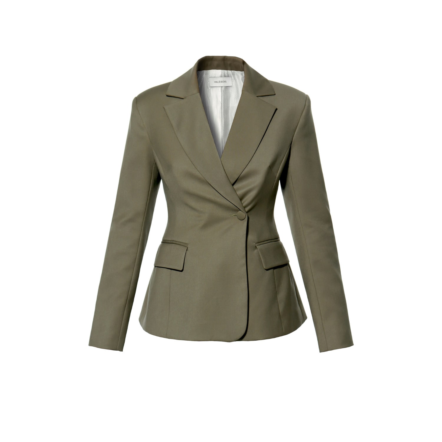 Women's Green Irene Olive Tailored Single-Breasted Blazer | Large | Aggi by Halewski