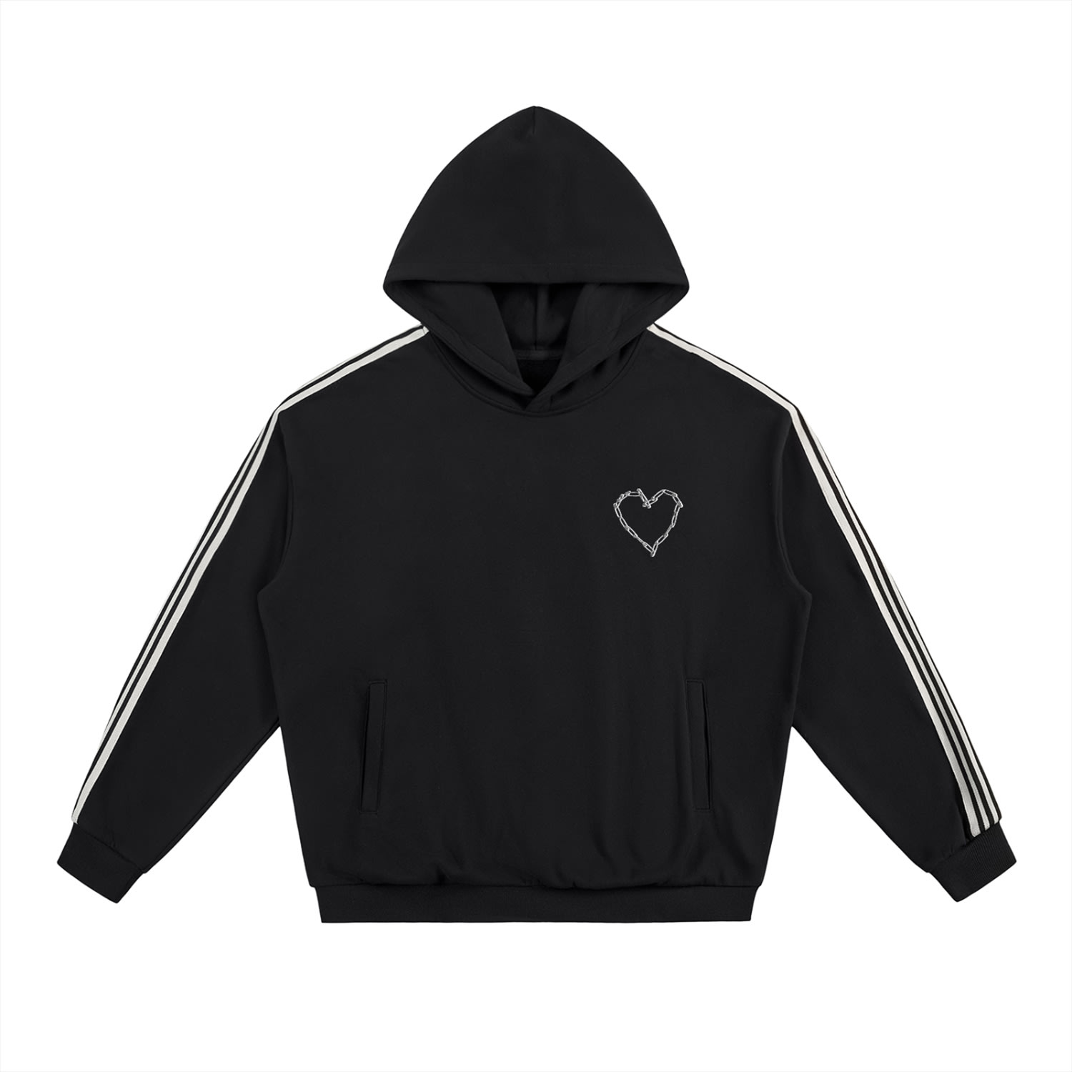 Women&rsquo;s Black / White Love Riot Side Stripe Athleisure Hoodie | Medium | X Ilona Blue