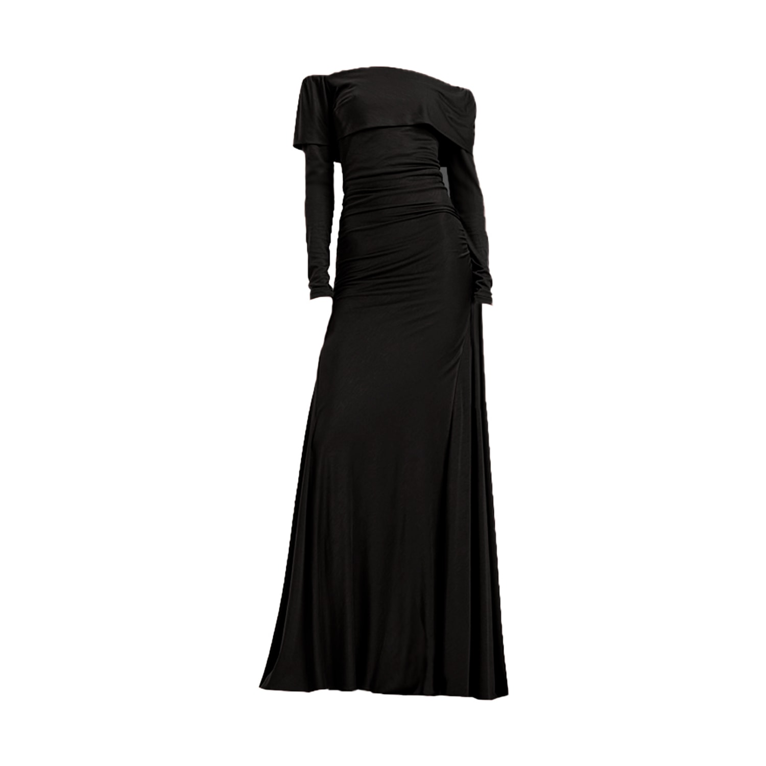 Alina Cernatescu Women's Rossini Black Long Bamboo Off Shoulder Neckline Cocktail Dress In Black