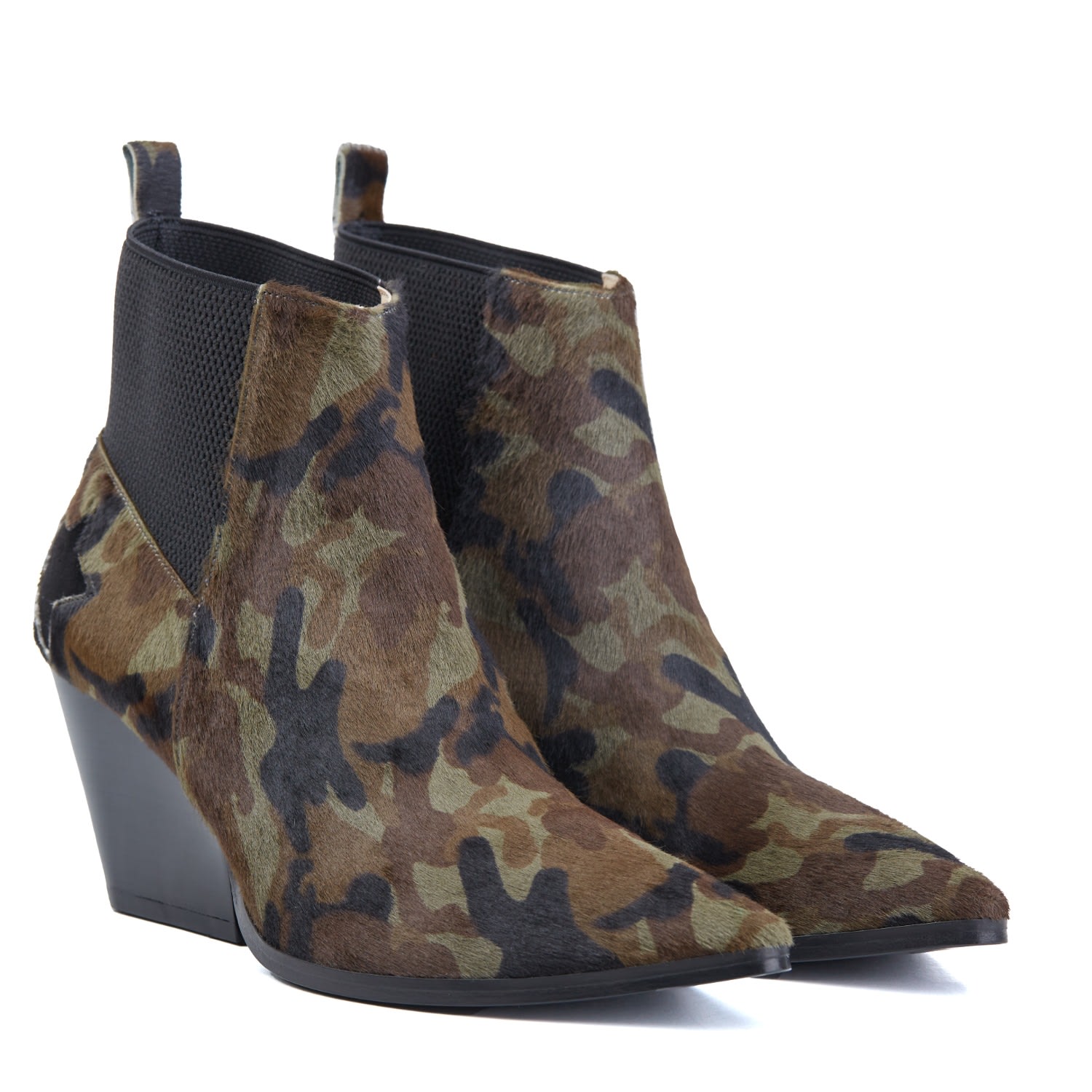 Rosamund Muir London Women's Green / Black / Brown Felixa Camouflage With Black Star Cowboy Ankle Boots In Green/black/brown