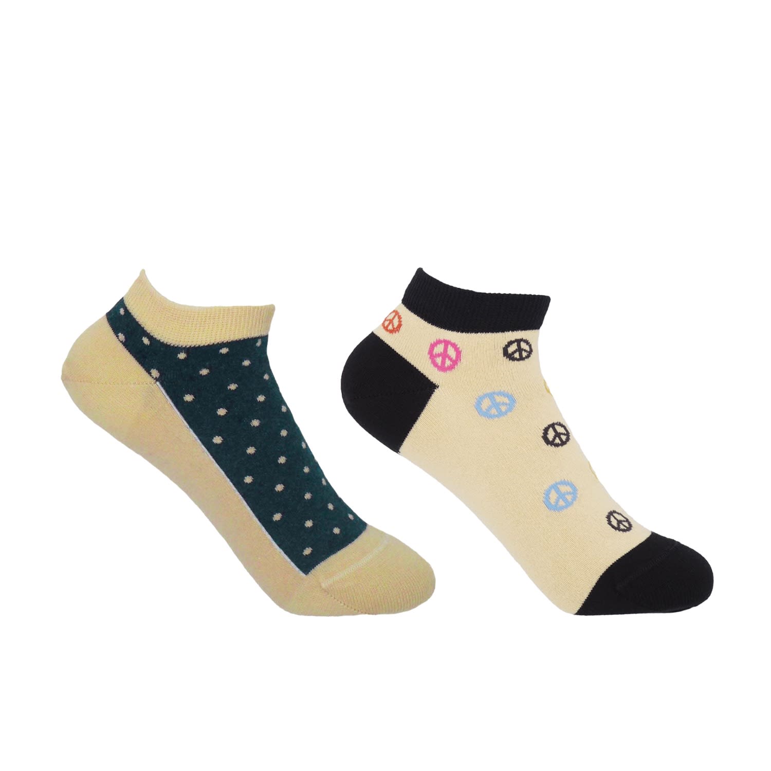 Peper Harow - Made In England Neutrals Peace Beige & Organic Polka Beige Women's Trainer Socks Bundle In Multi