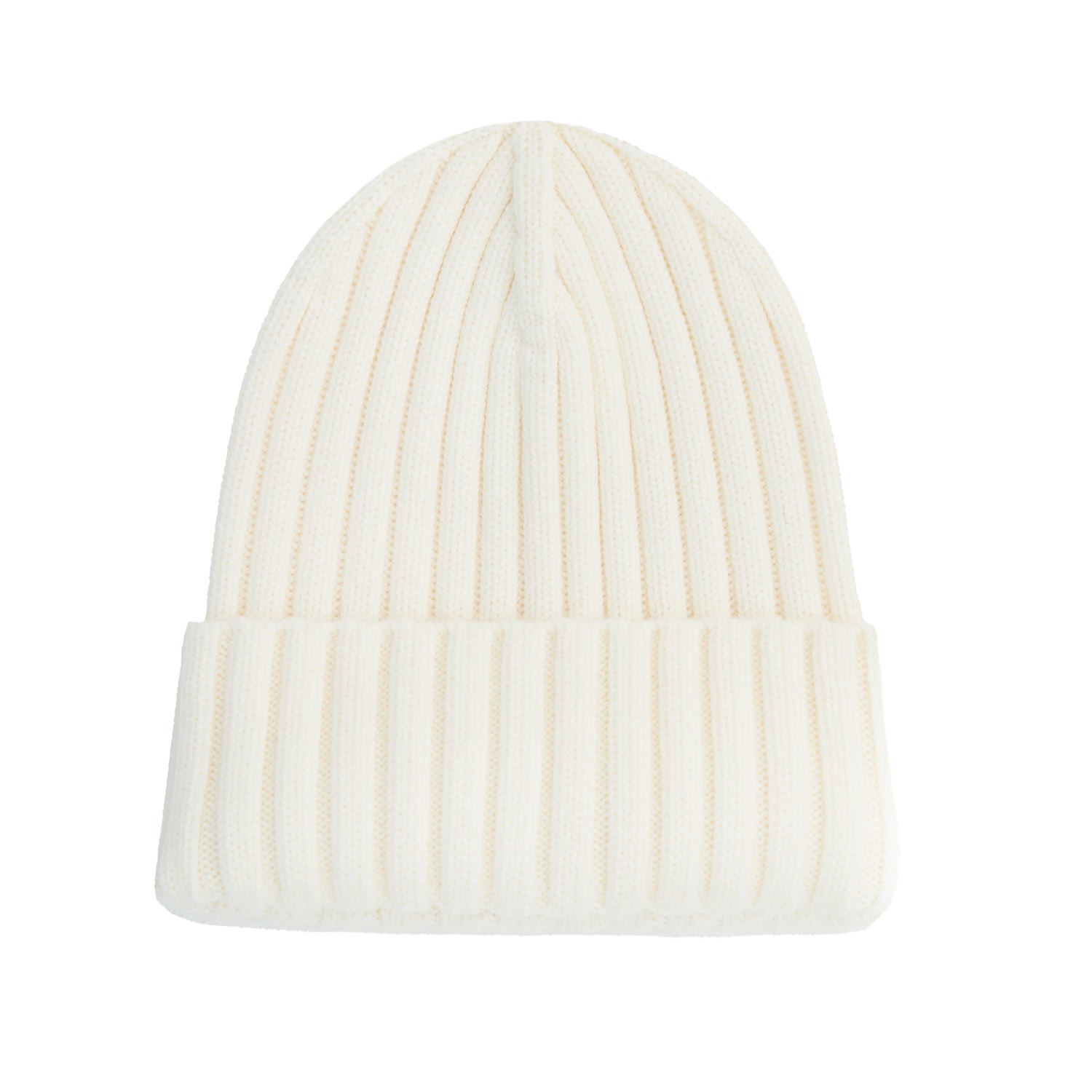 Julia Allert Women's Neutrals Solid Rib-knit Hat With A Foldover Cuff Ecru In Beige