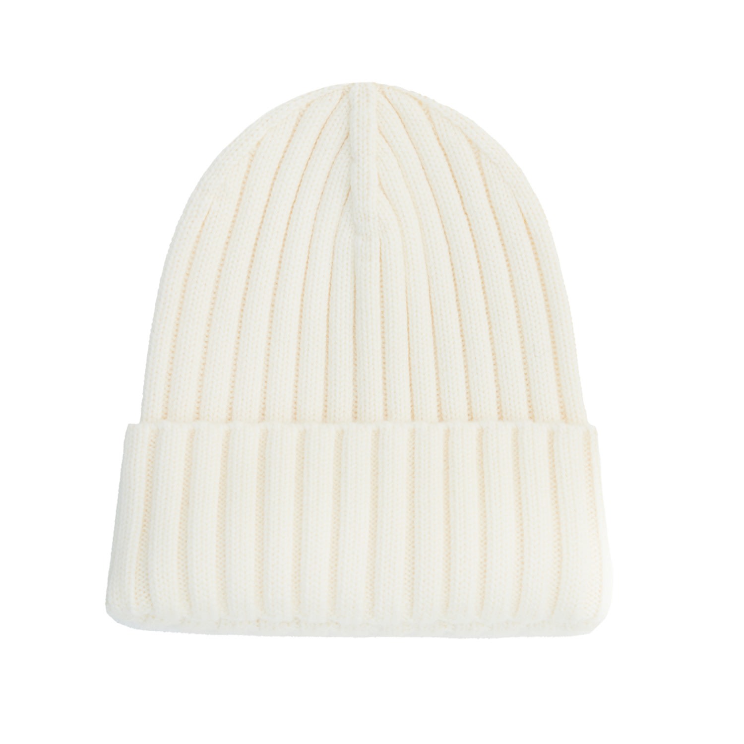 Women’s Neutrals Solid Rib-Knit Hat With A Foldover Cuff Ecru One Size Julia Allert