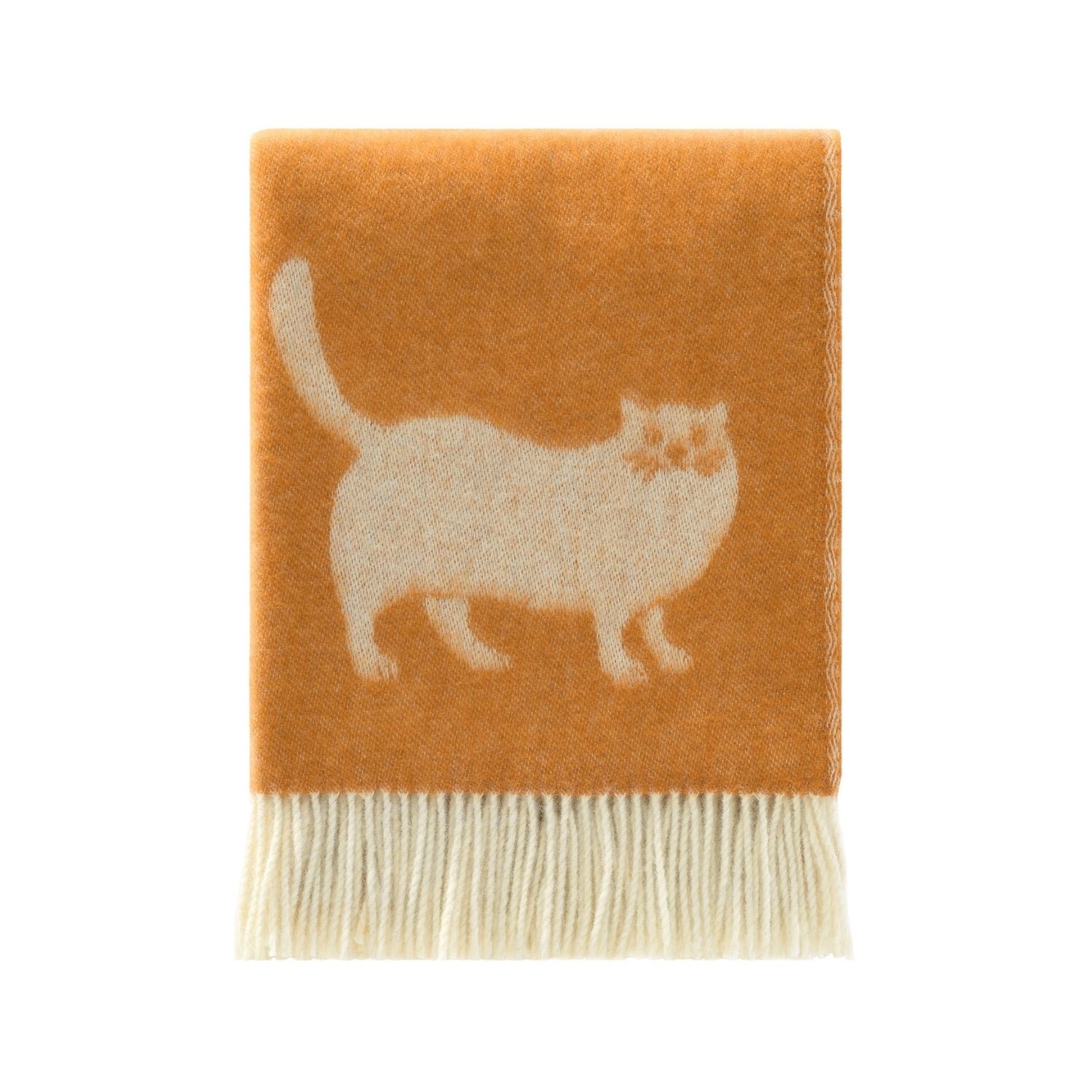 J.j.textile Yellow / Orange / White Ginger Cat Wool Throw