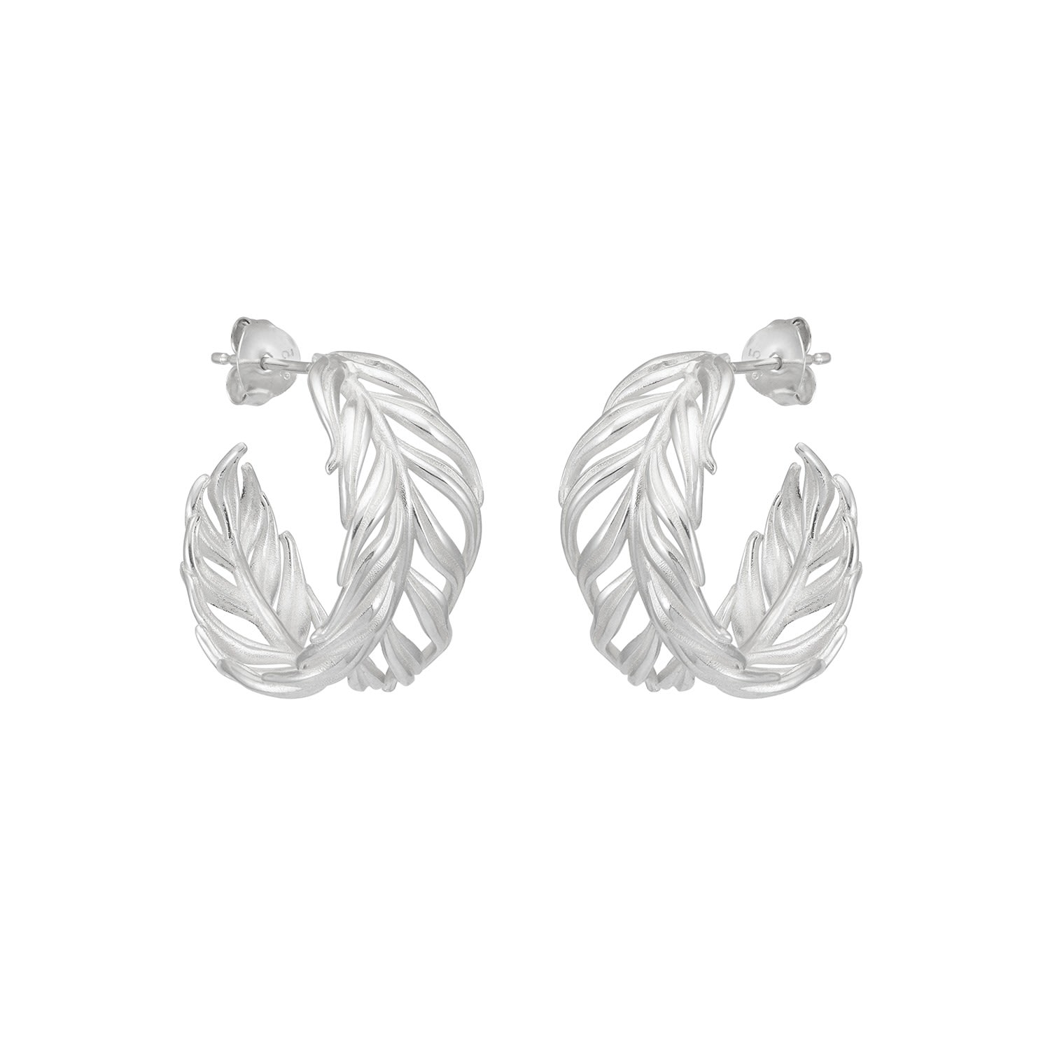 Women’s Silver Medium Angel Feather Hoops Dower & Hall